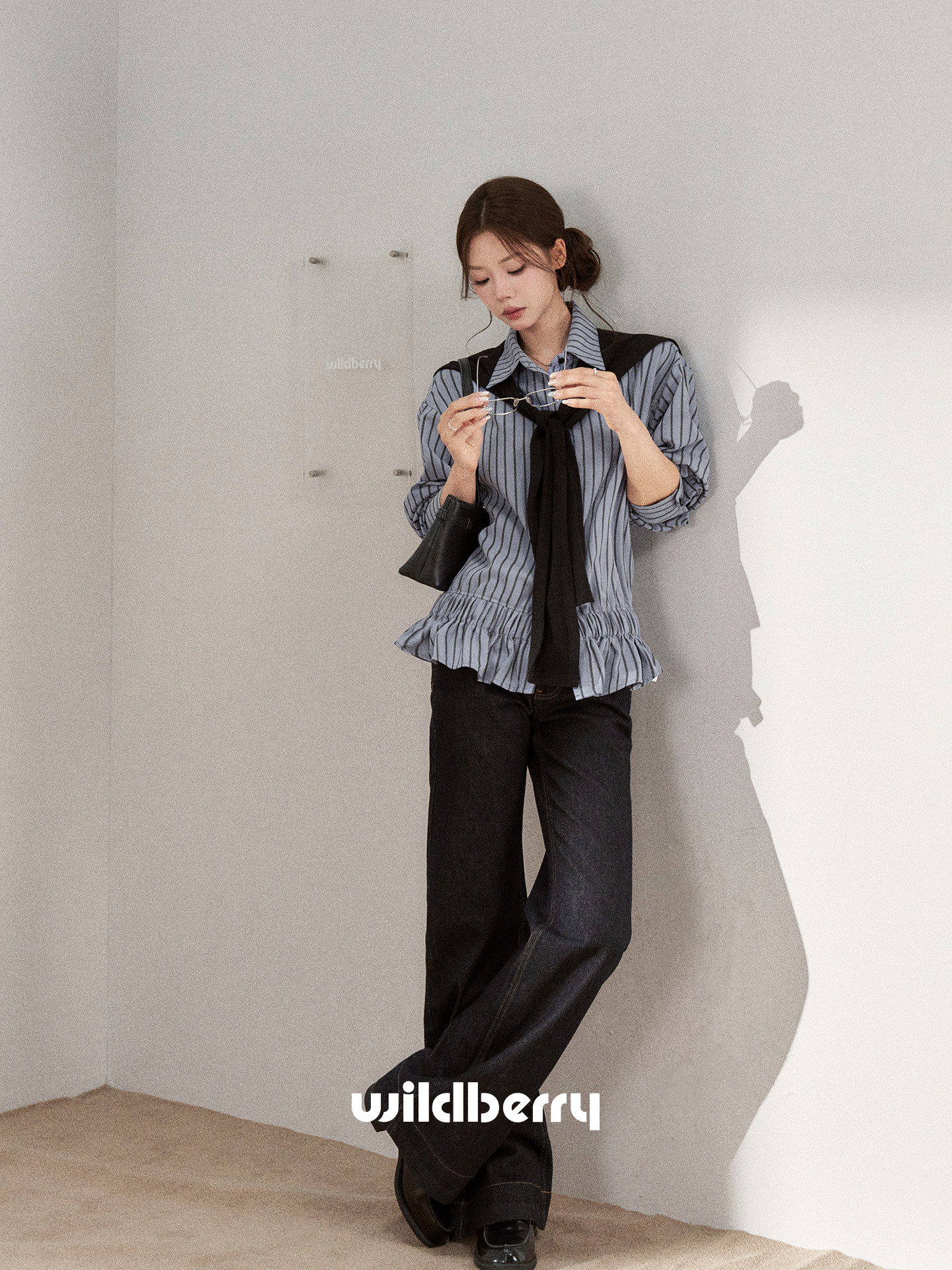 Wildberry ブルーストライプ 長袖シャツ
