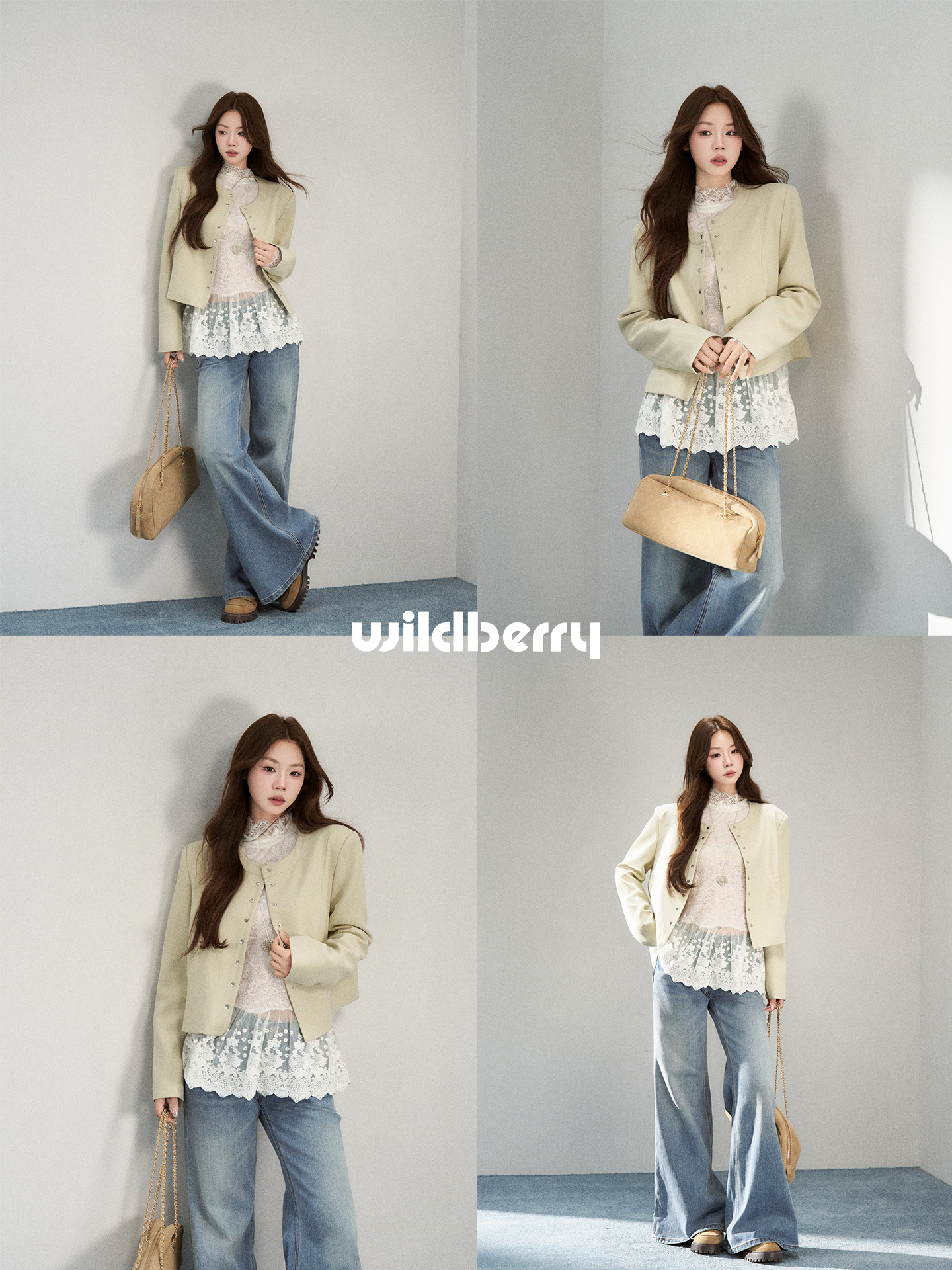 Wildberry 丸首ショートジャケット・レースシャツ