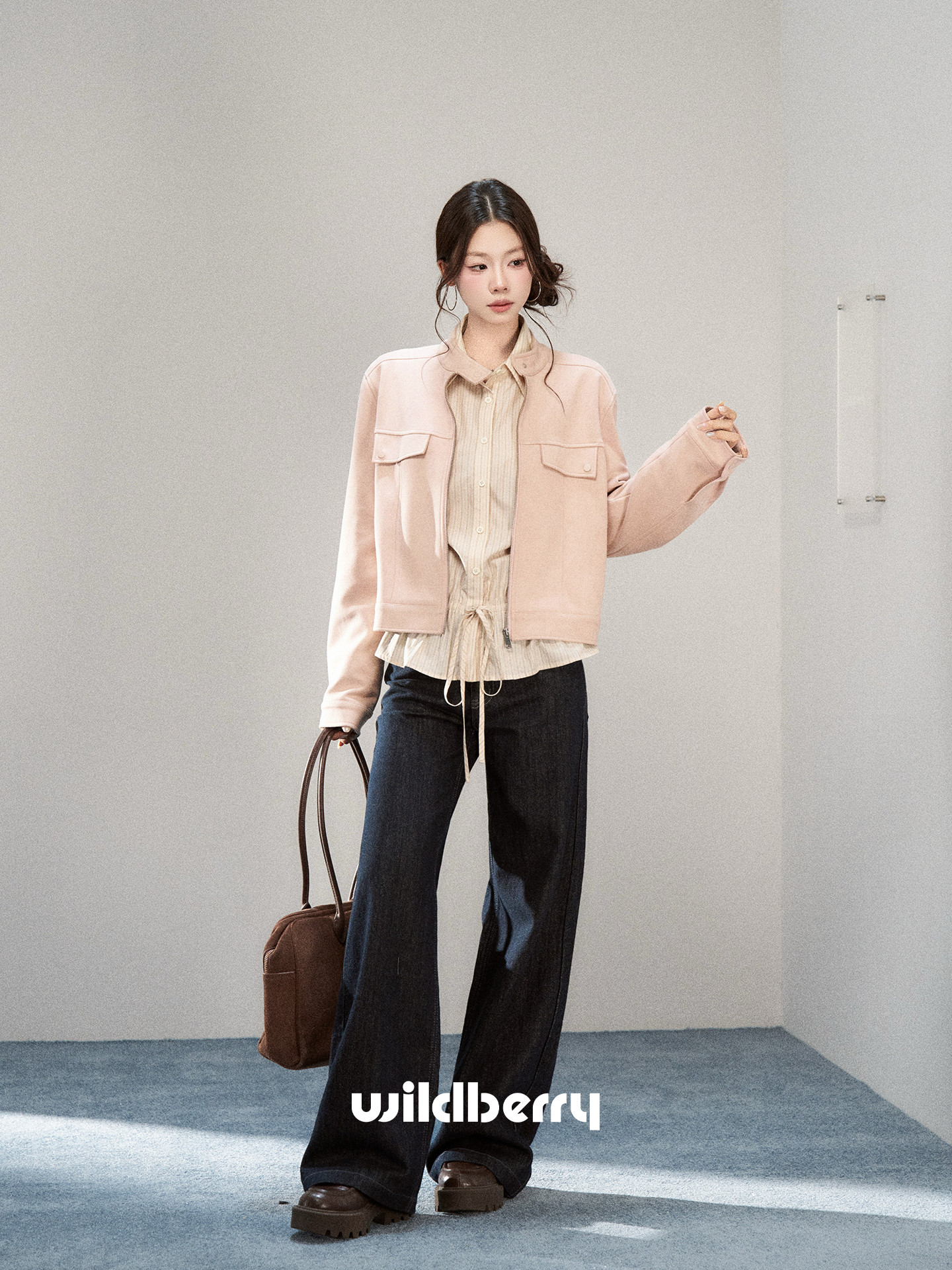 Wildberry ライトピンク スエード調ショートジャケット