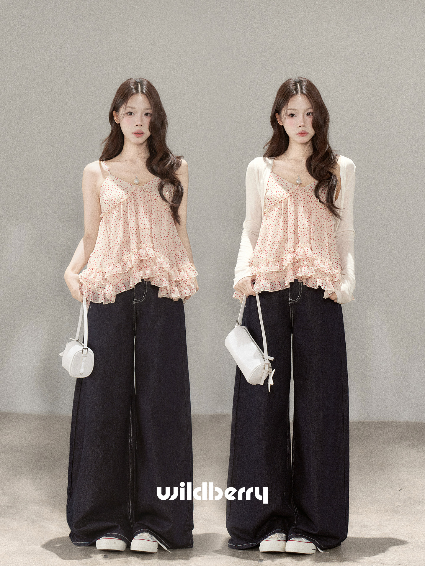 Wildberry Vネックキャミソール・フリルカーディガン