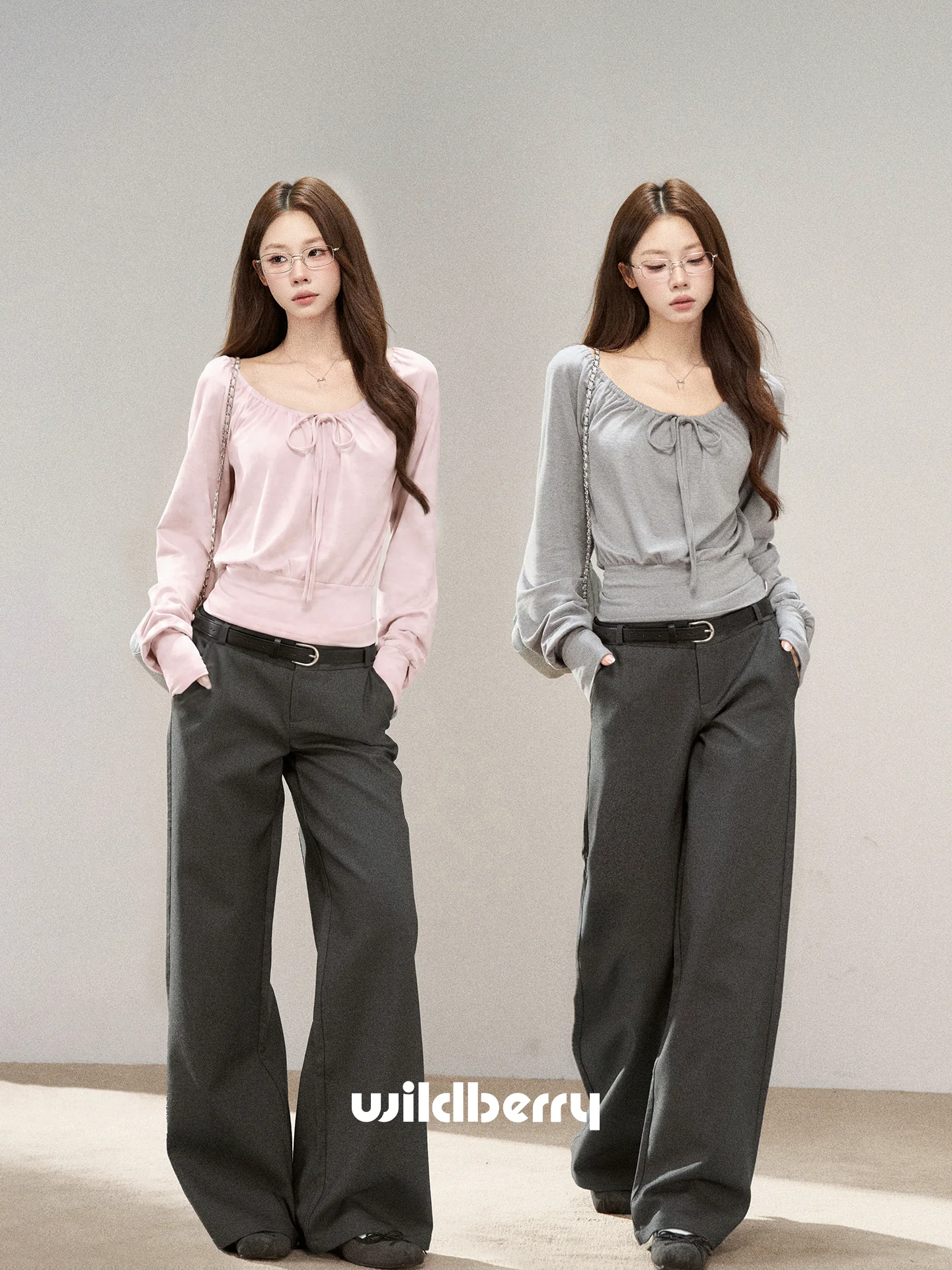 Wildberry ドローストリングネック ボリュームスリーブトップス