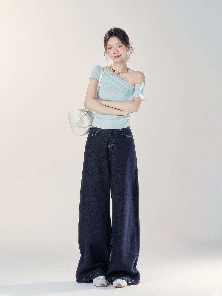 Wildberry アシンメトリーネック ギャザートップス