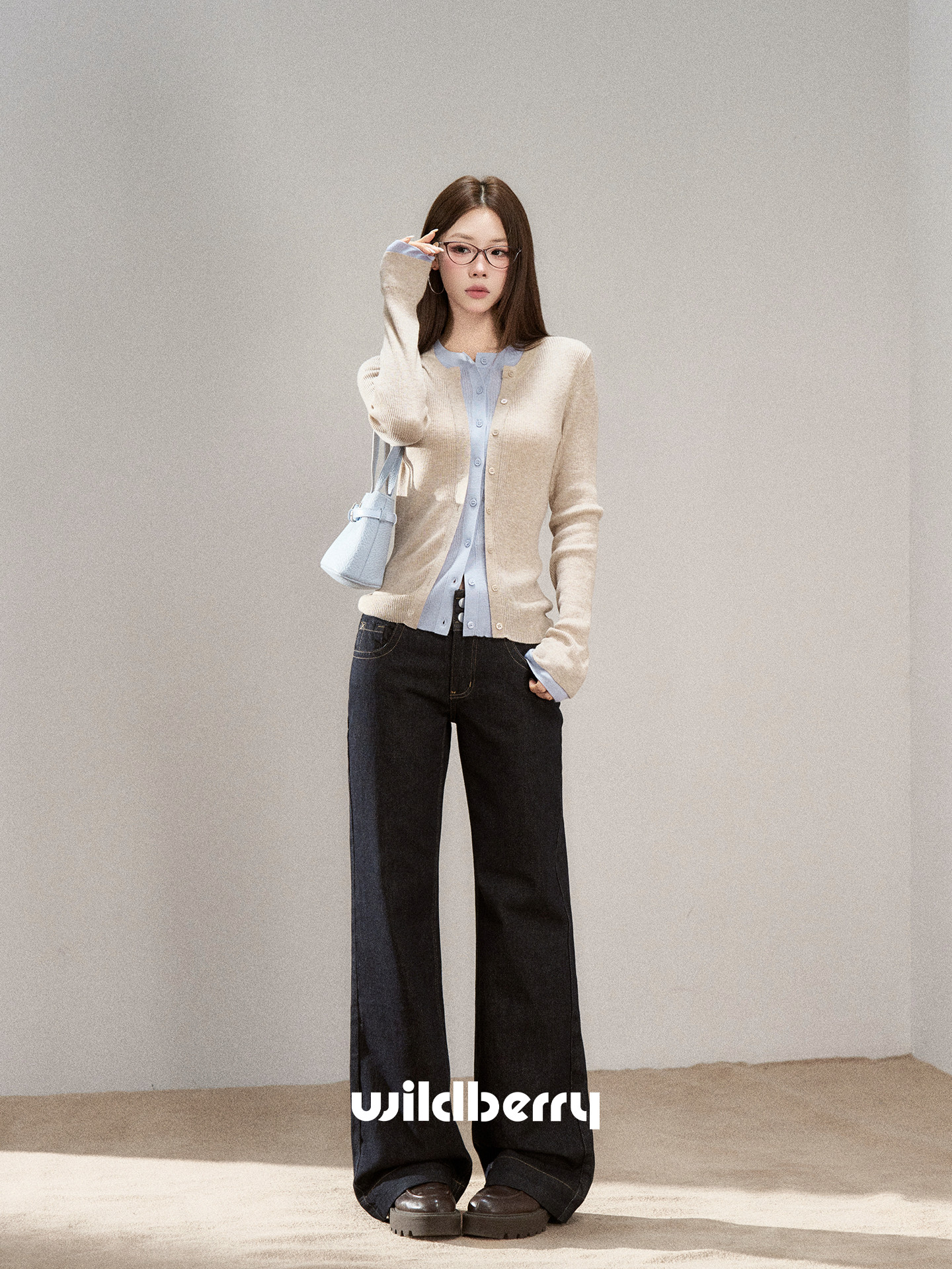 Wildberry 配色レイヤード風 ニットカーディガン