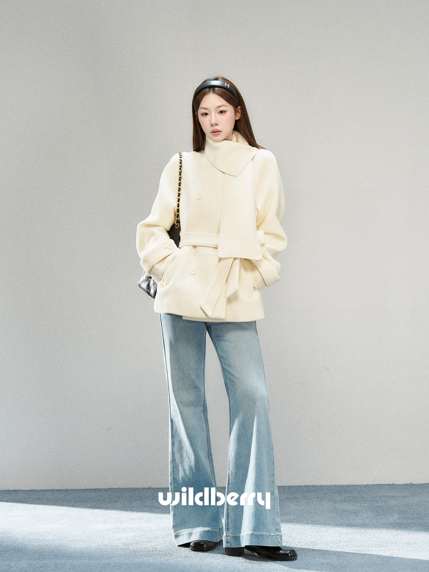 Wildberry 共布マフラー＆ベルト付き ショートコート