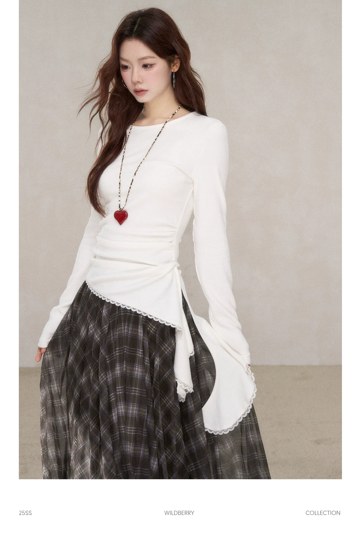 Wildberry アシンメトリーヘム 長袖カットソー