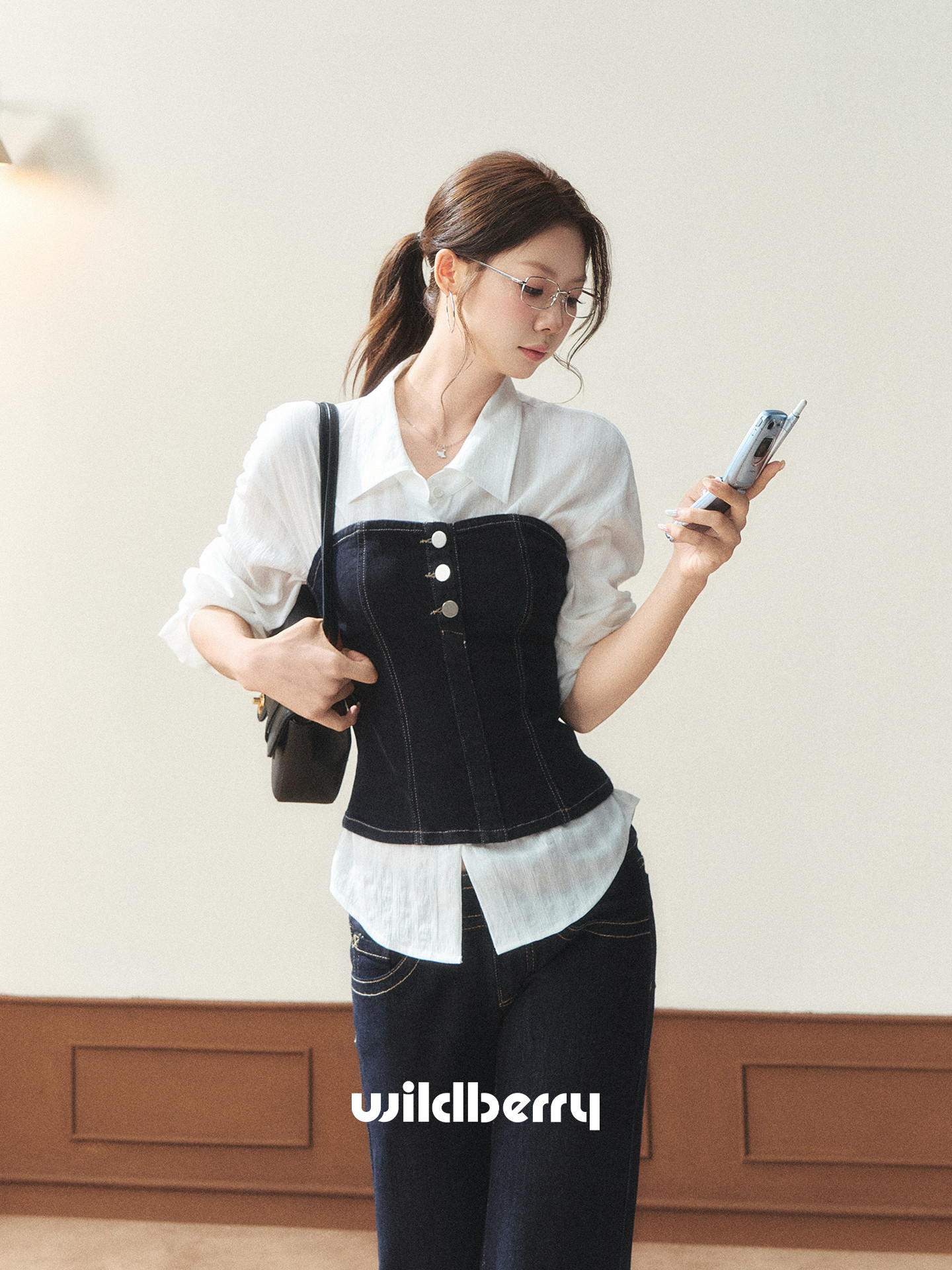 Wildberry ステッチ デニムビスチェ