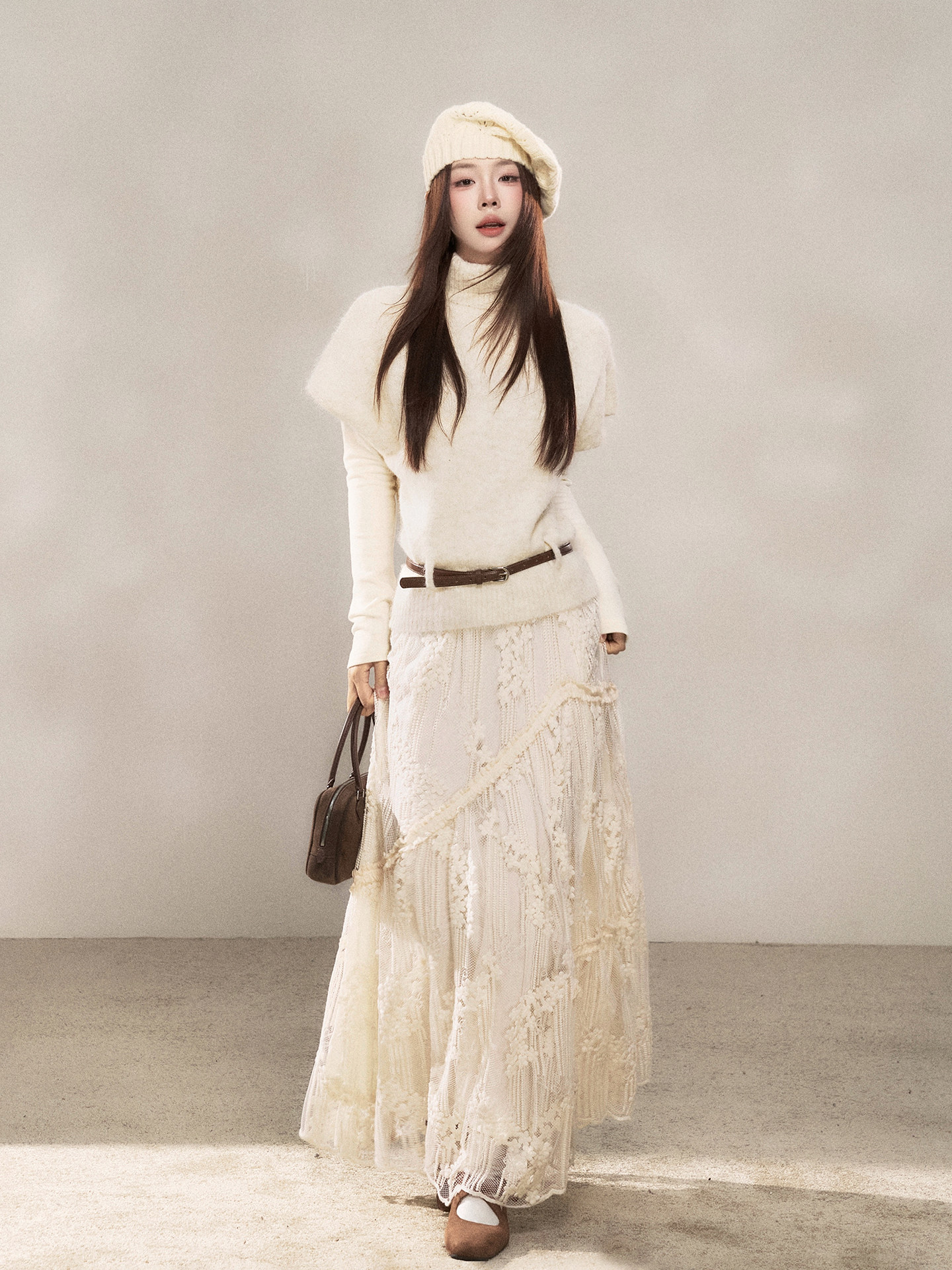 Wildberry アシンメトリーレース ロングスカート
