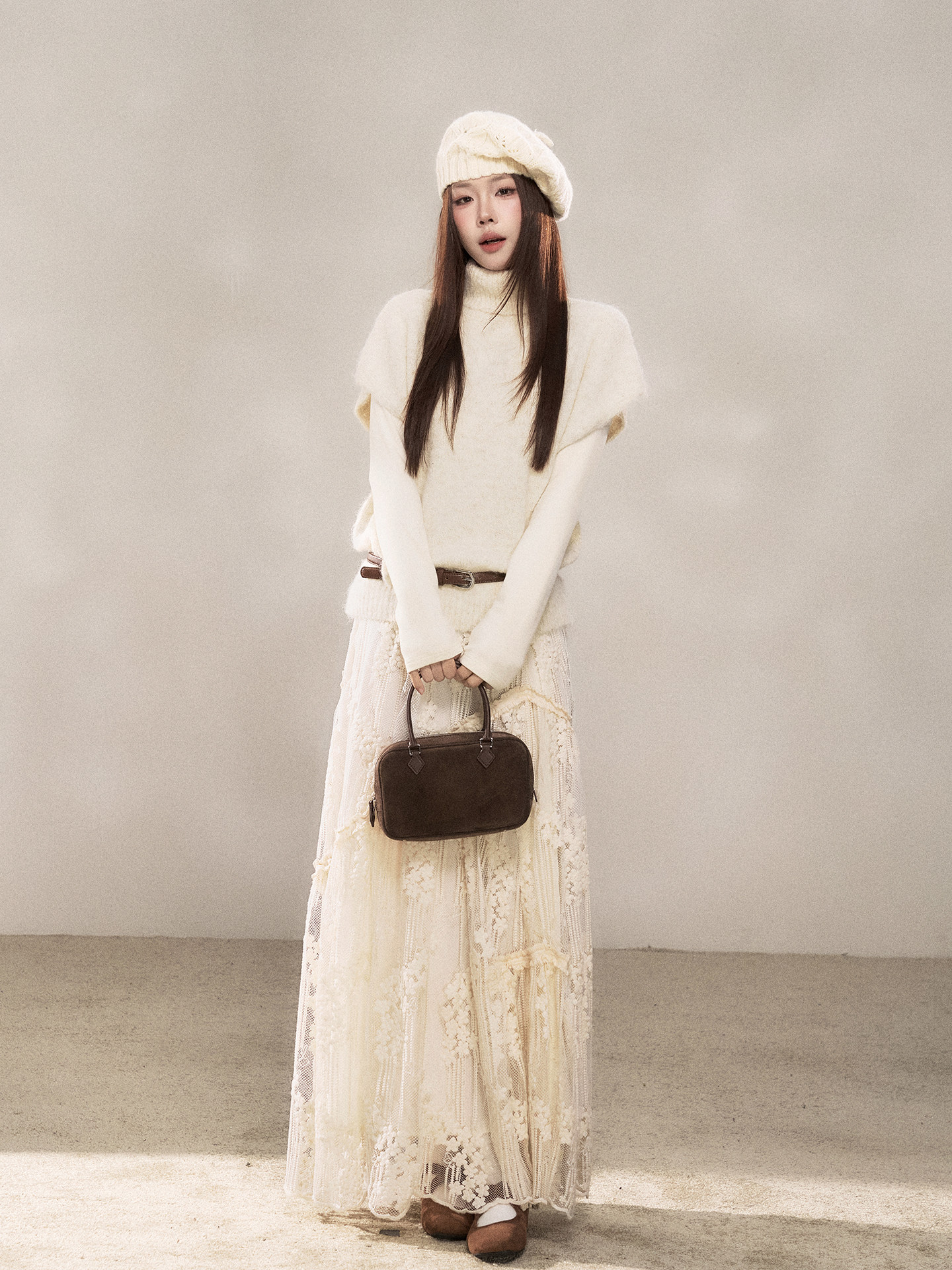 Wildberry アシンメトリーレース ロングスカート