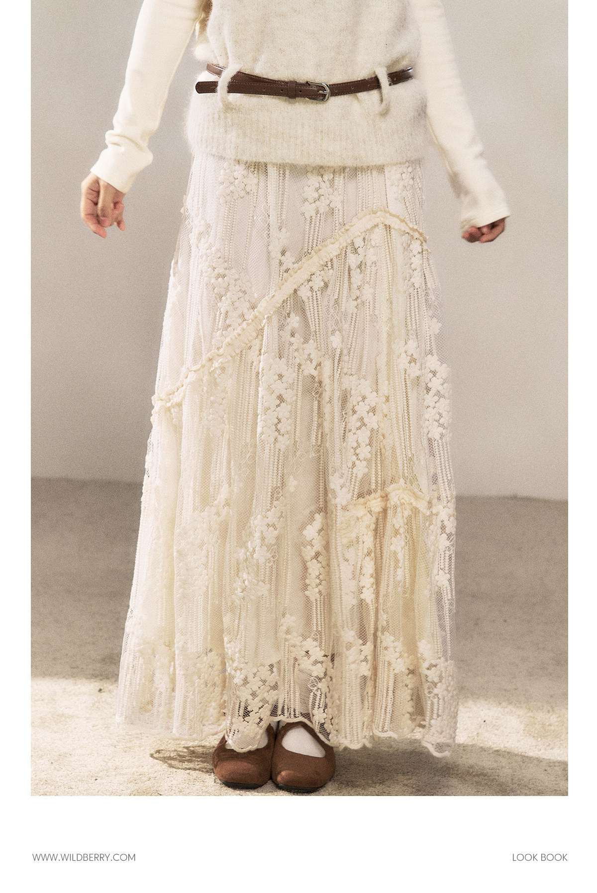 Wildberry アシンメトリーレース ロングスカート