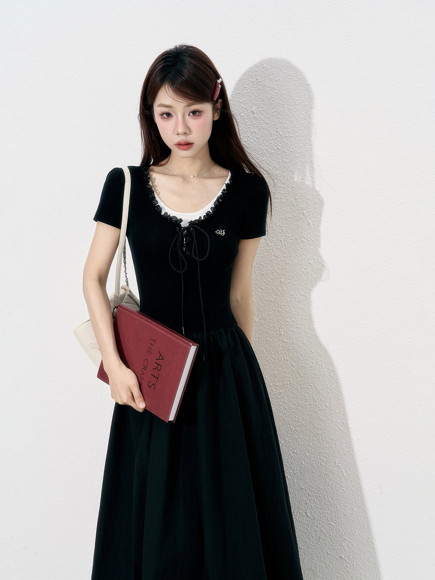 Wildberry バイカラー 半袖ロングワンピース