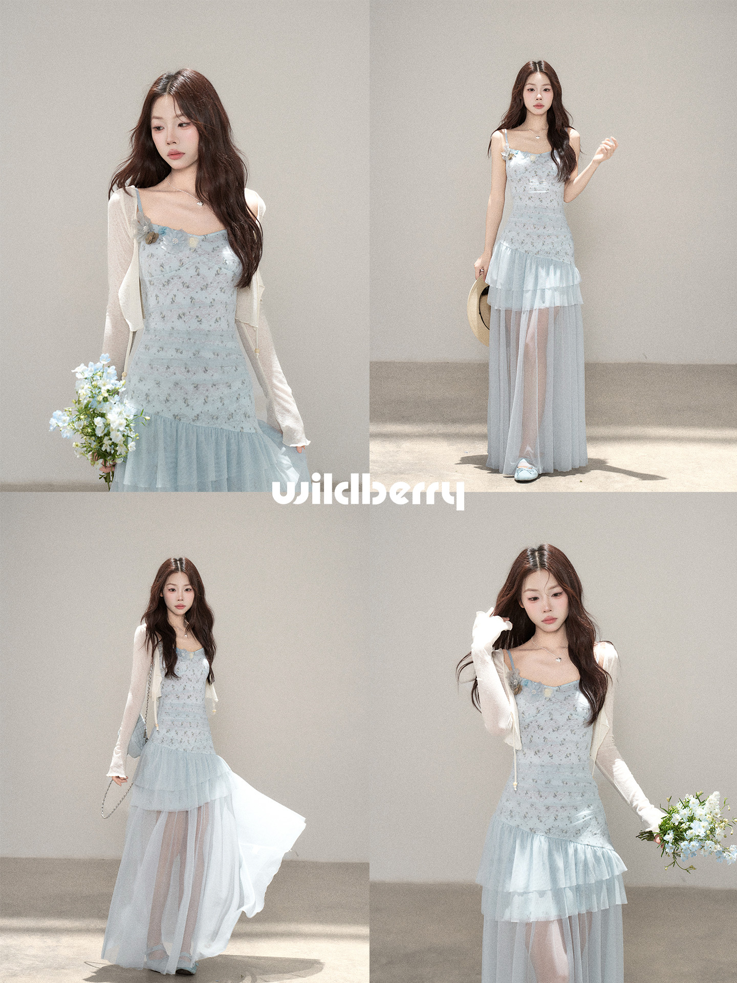 Wildberry チュール切り替え キャミワンピース・トップス