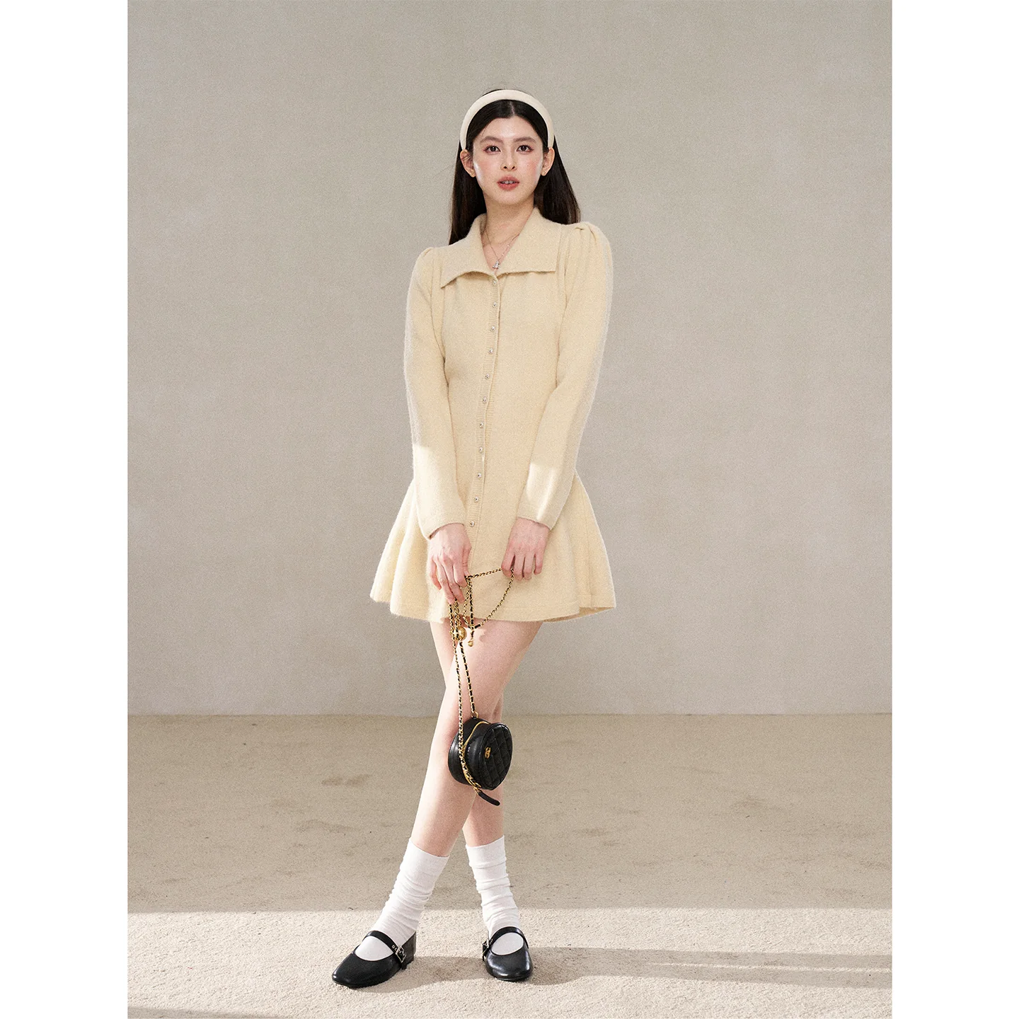 Wildberry ウエストシェイプ ニットロングワンピース