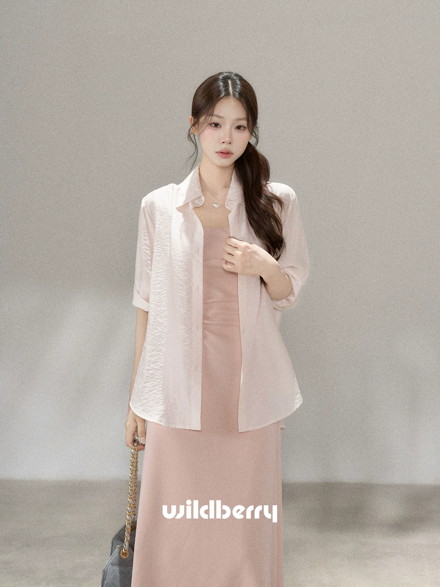 Wildberry ライトピンク 長袖羽織りシャツ