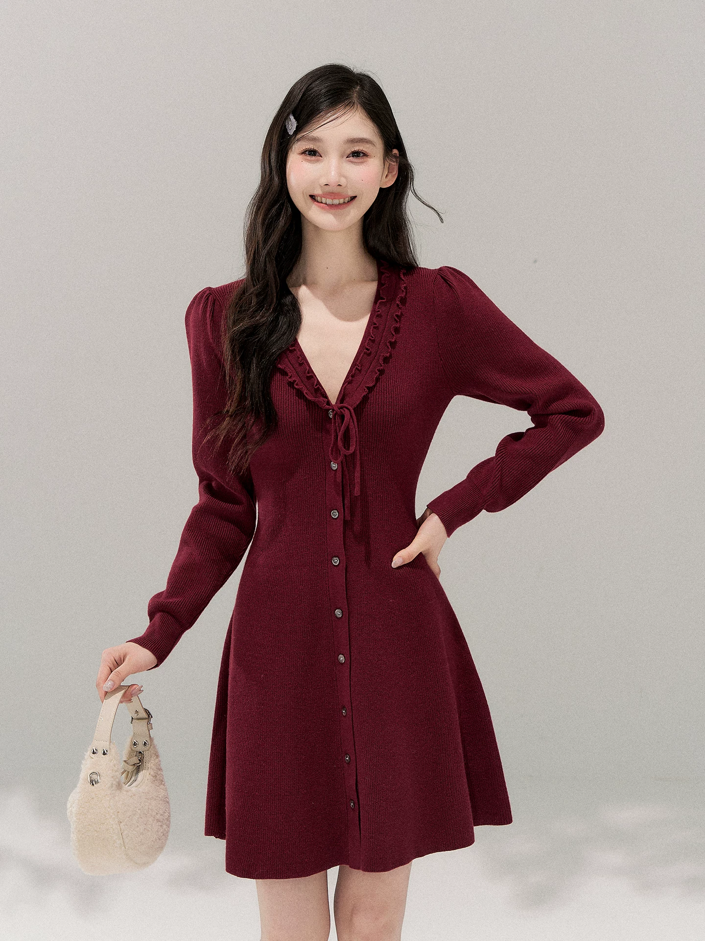 Wildberry レッド ニットロングワンピース