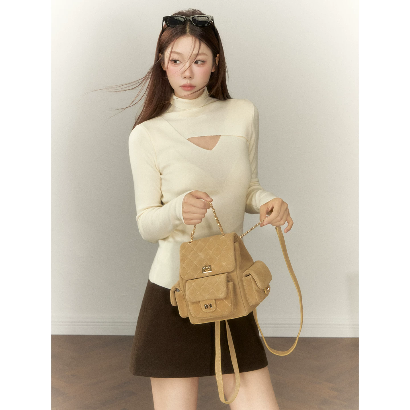 Wildberry アプリコット ハイネック長袖ニット