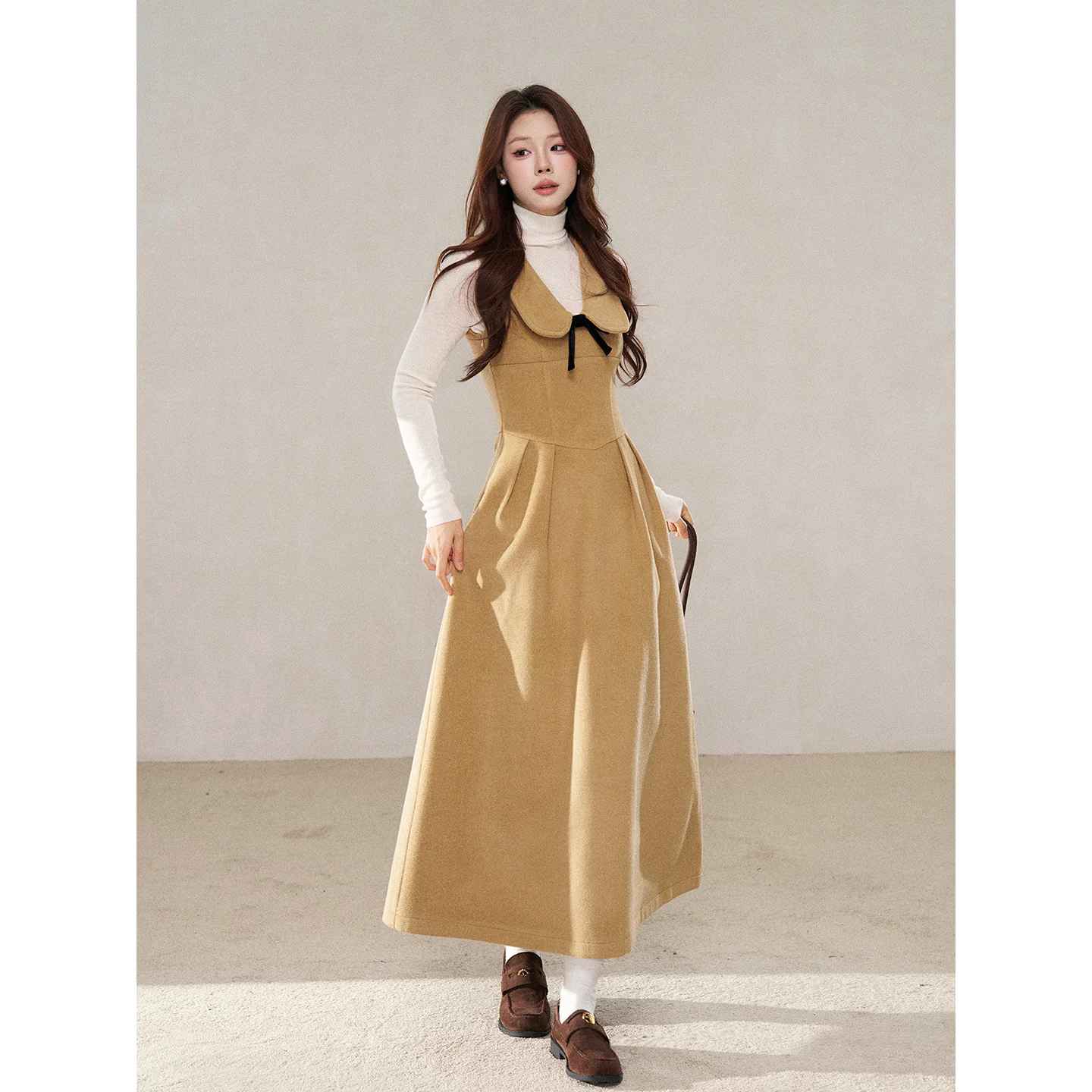 Wildberry ウエストシェイプ ニットロングワンピース