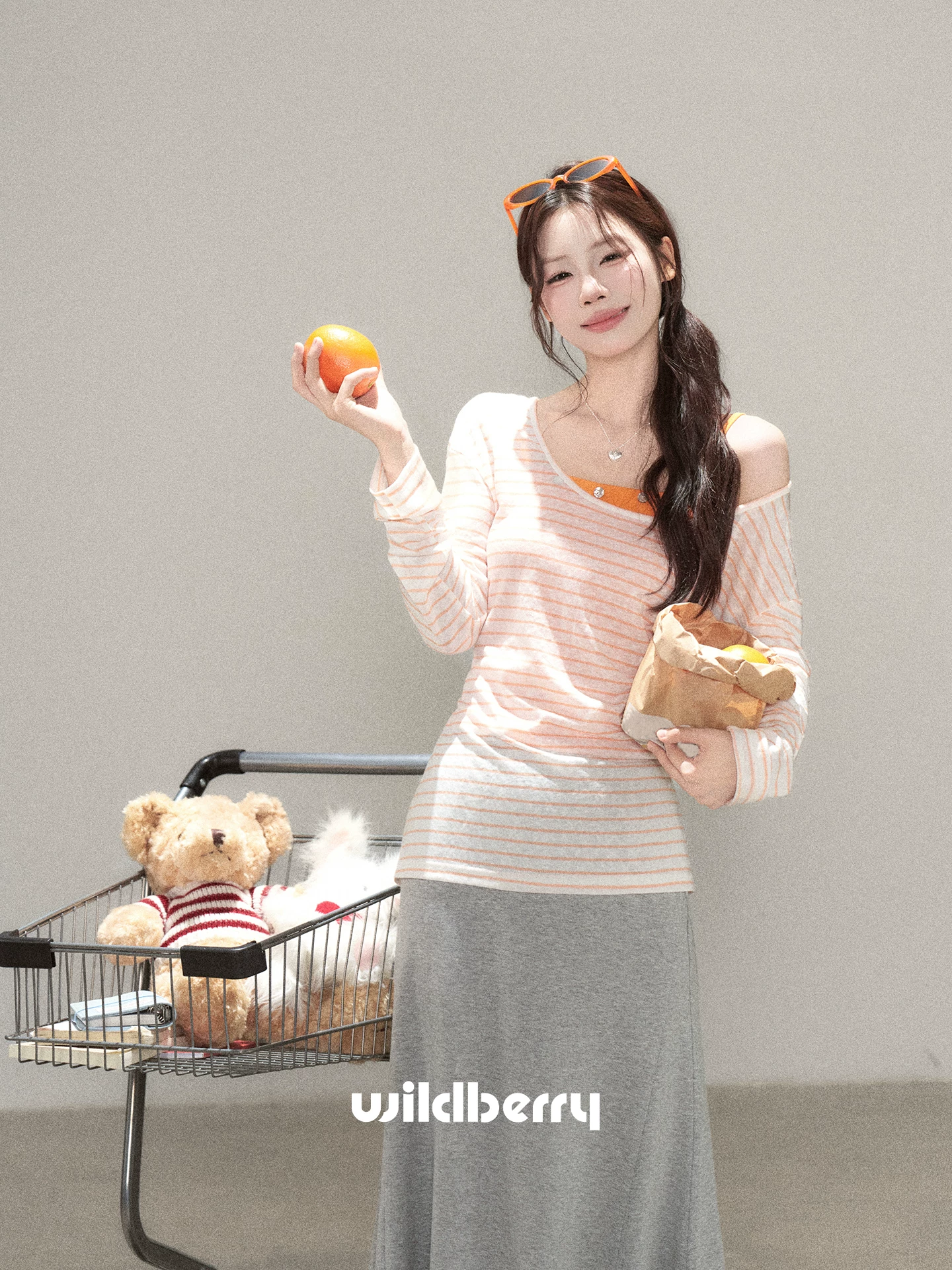 Wildberry ストライプ 長袖羽織りTシャツ
