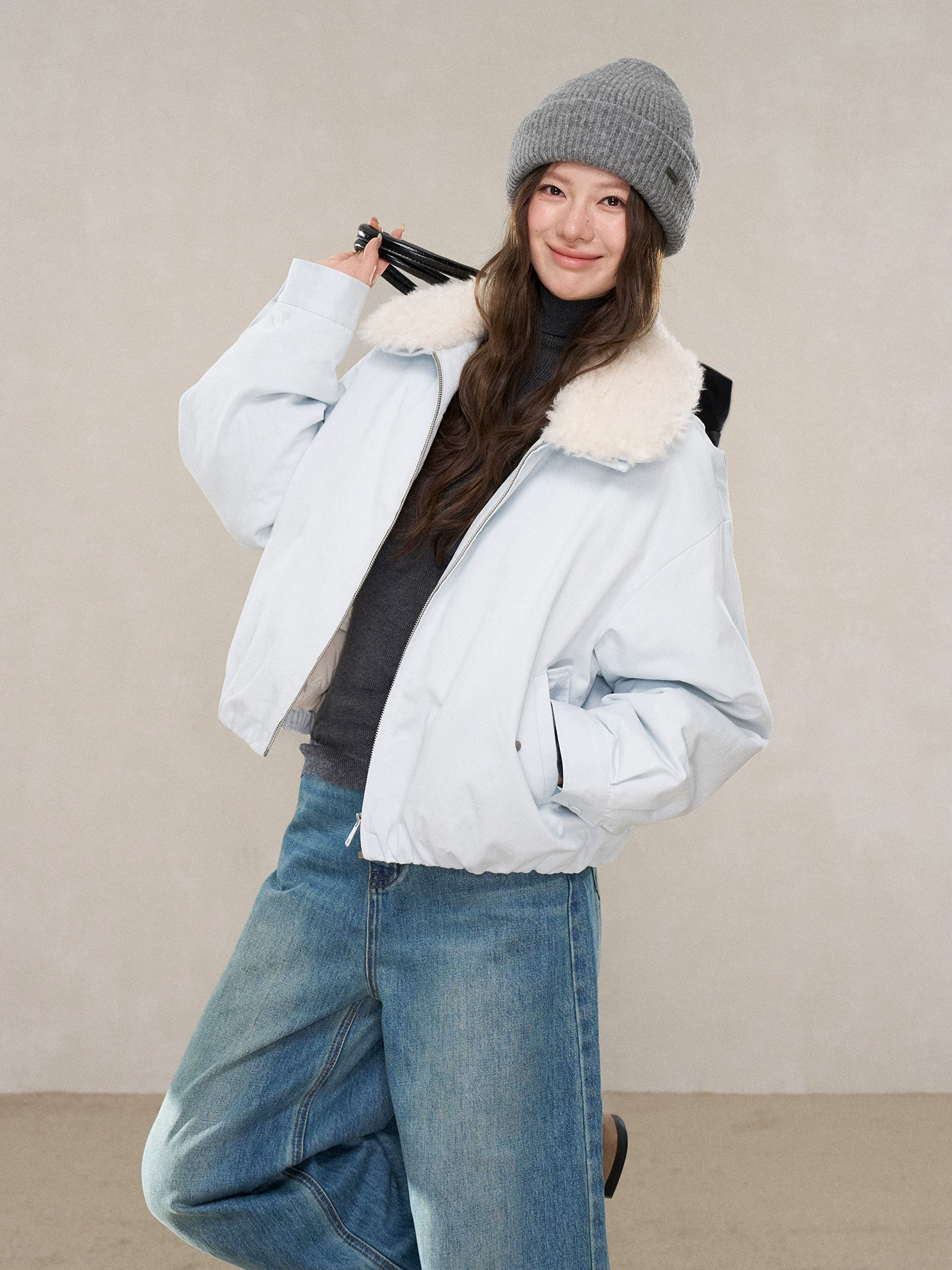 Wildberry ファー調切り替え ダウンジャケット
