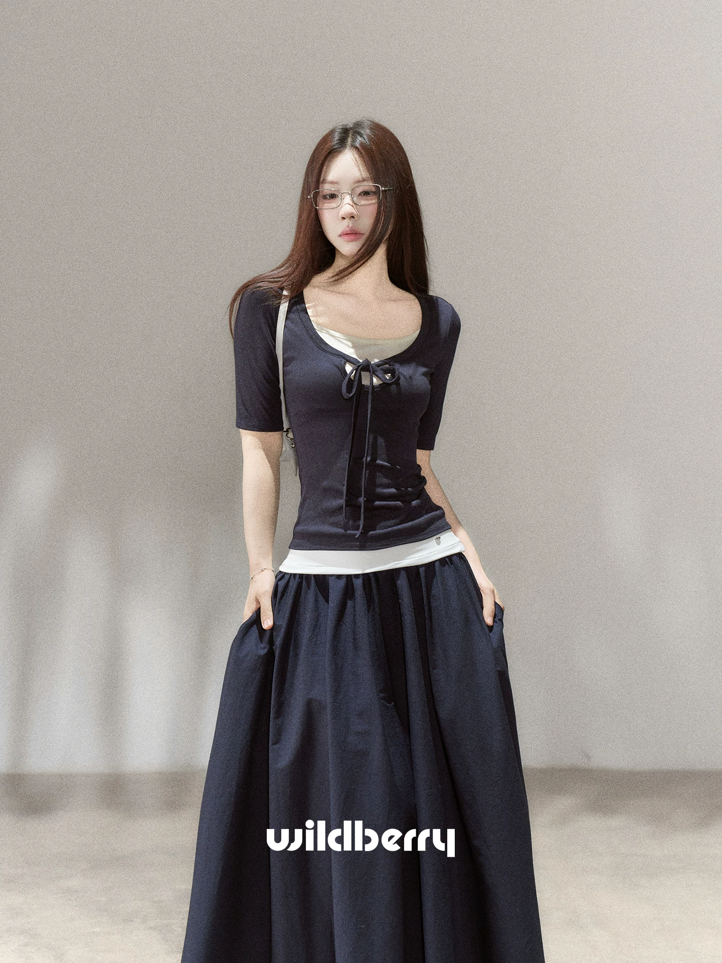 Wildberry 重ね着風Tシャツ＆Aラインスカート