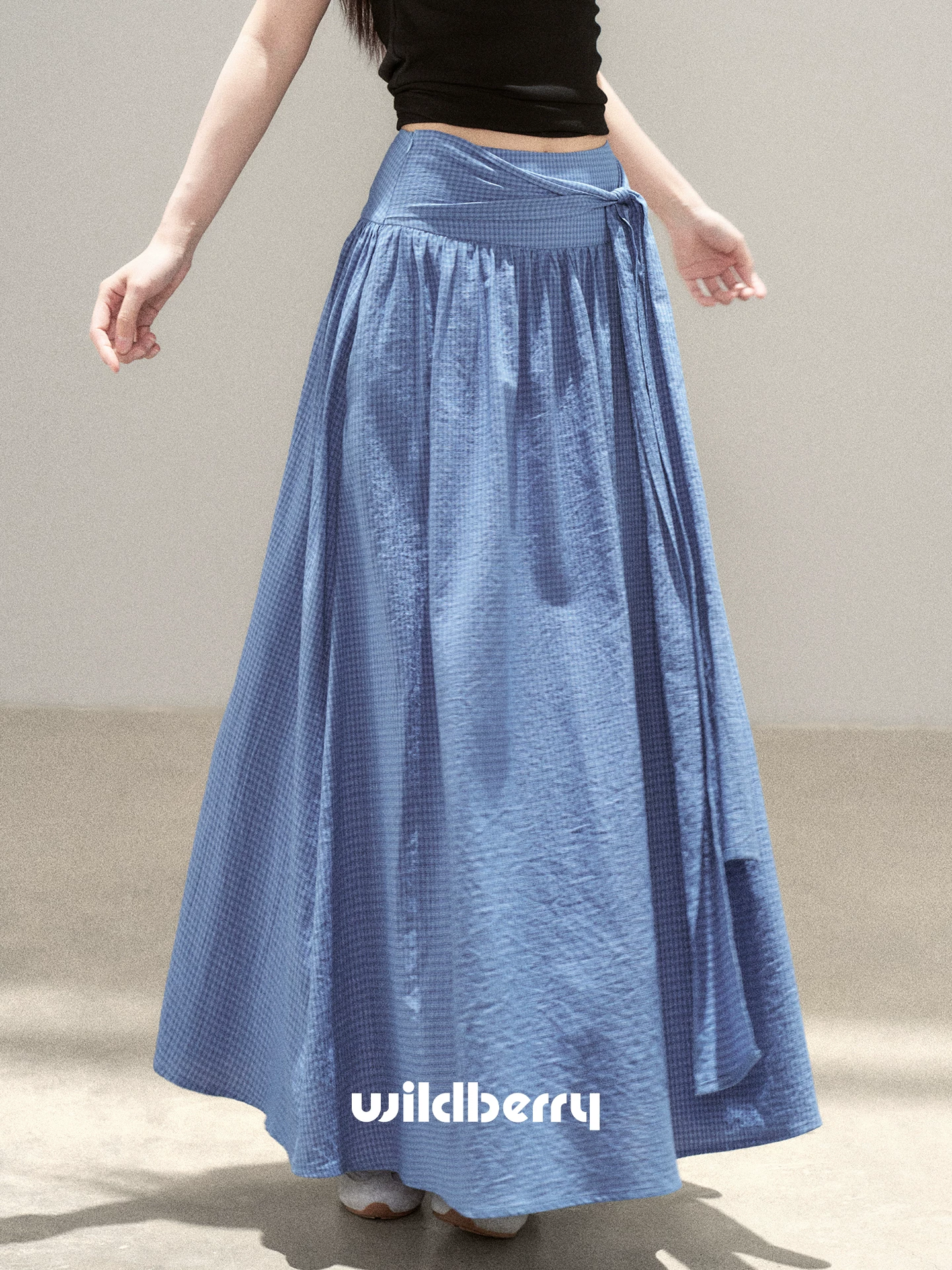Wildberry ブルーチェック Aラインロングスカート