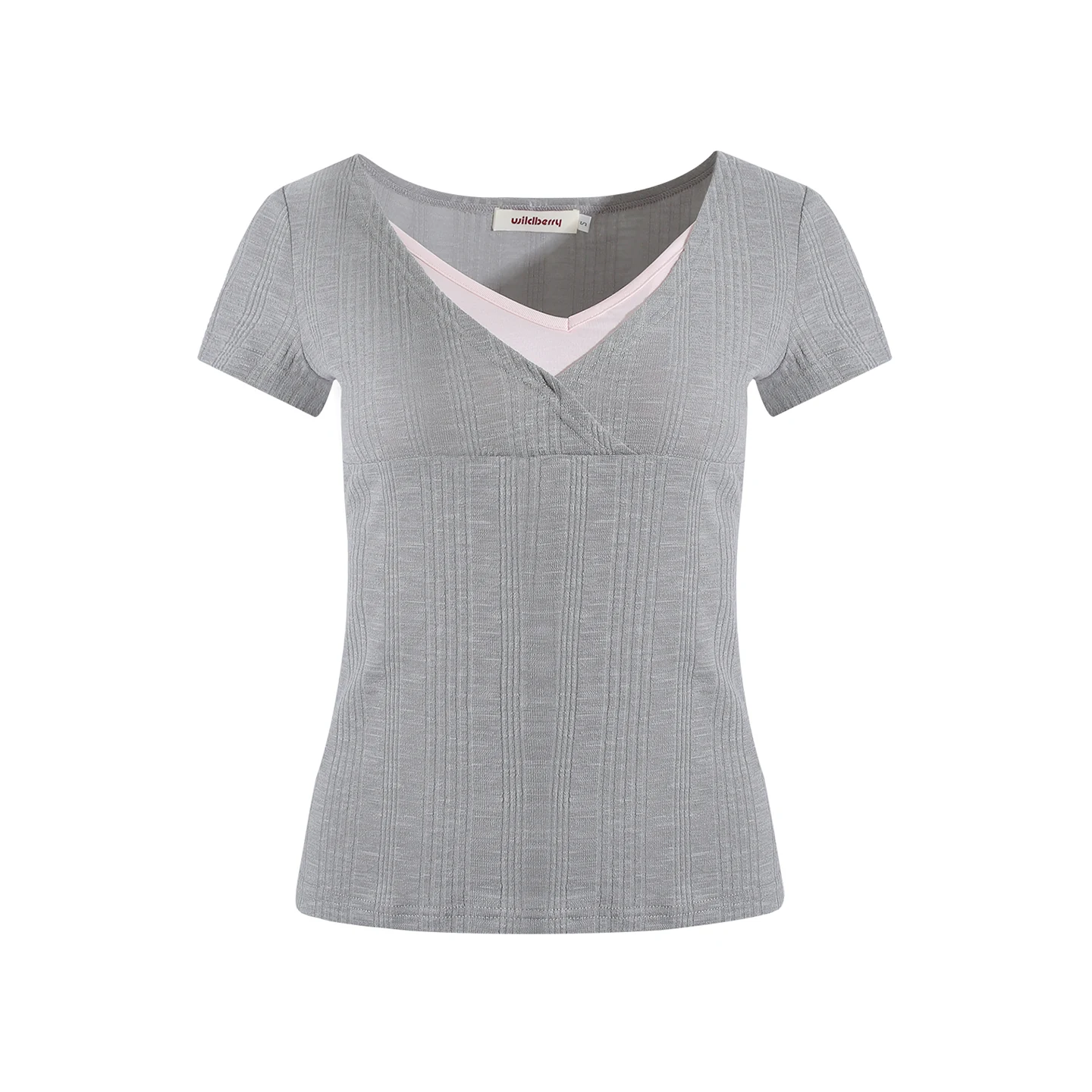 Wildberry 重ね着風 Vネック半袖Tシャツ