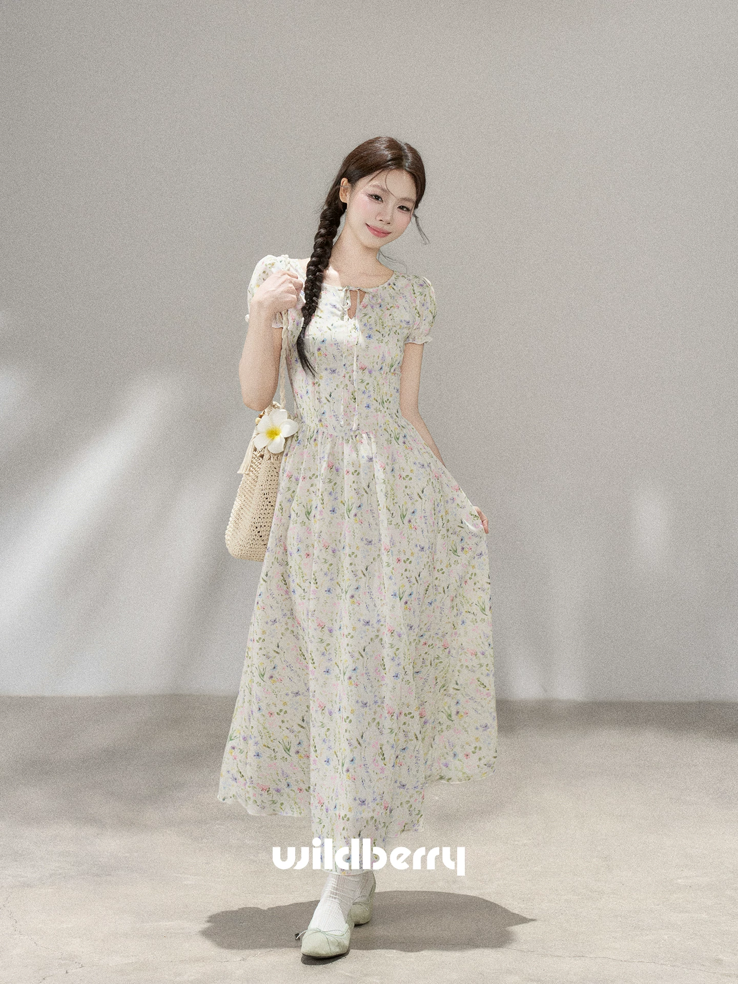 Wildberry 小花柄 半袖ロングワンピース