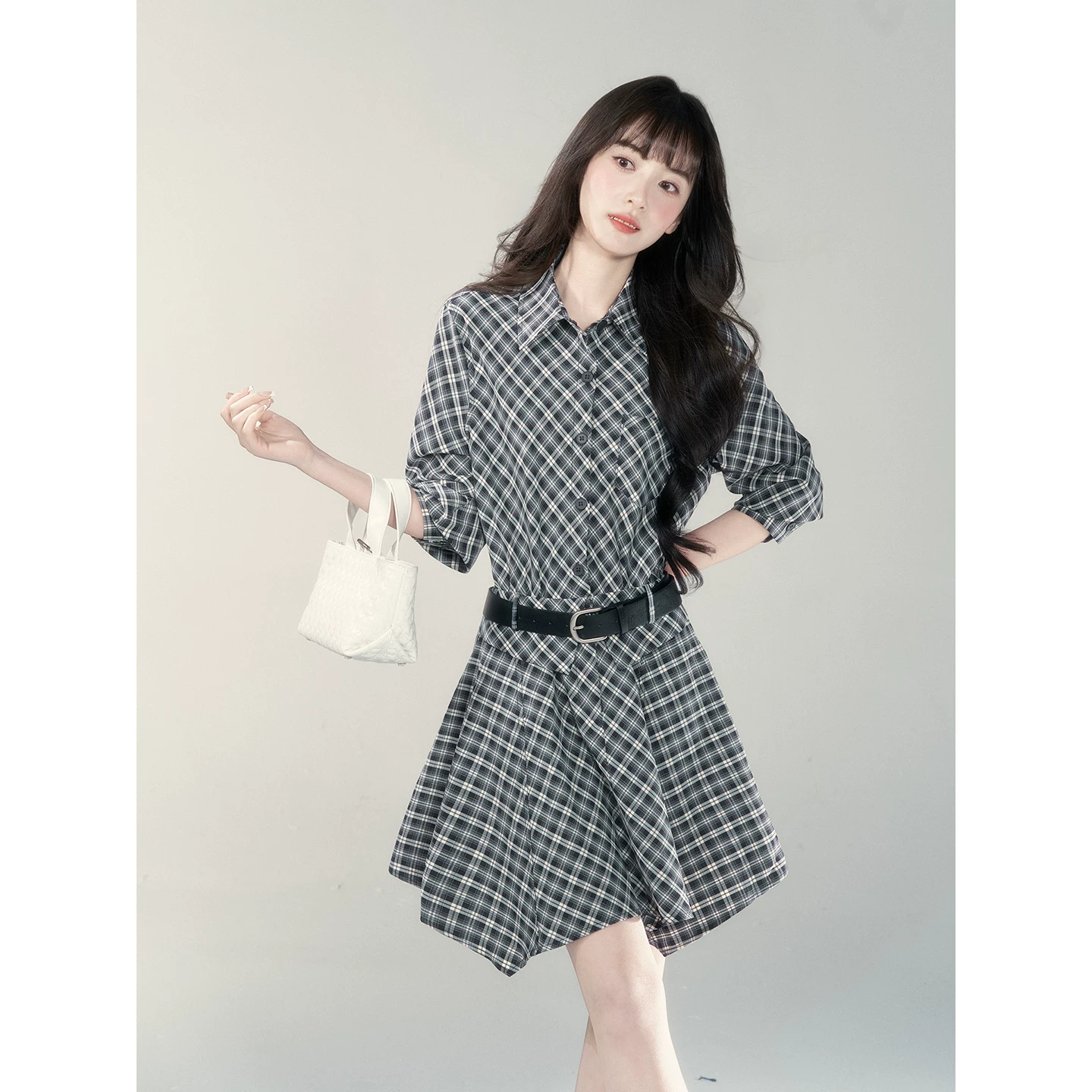 Wildberry チェック シャツロングワンピース