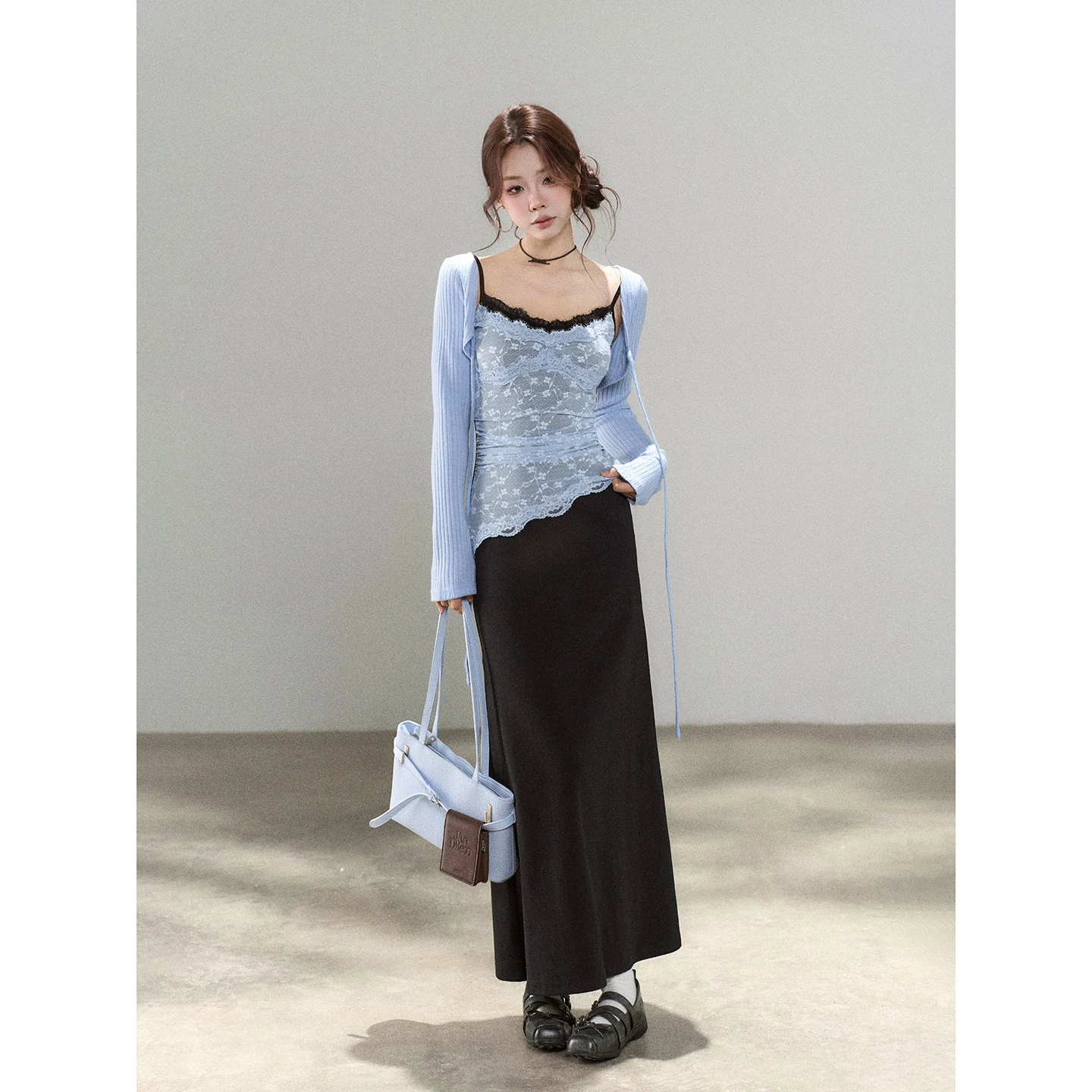 Wildberry レイヤード風 配色ニットキャミワンピース