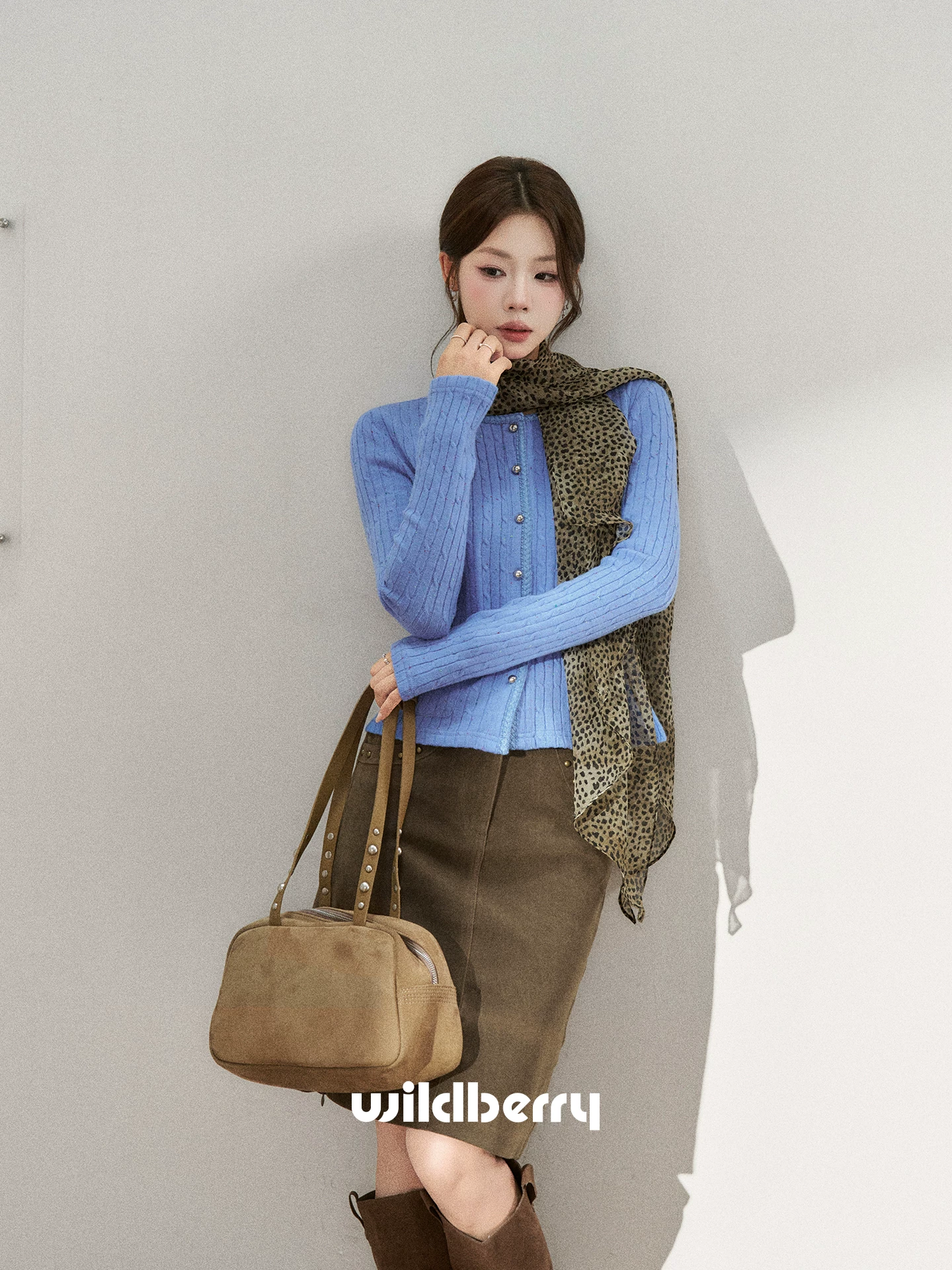 Wildberry リブ編み フィットニットカーディガン