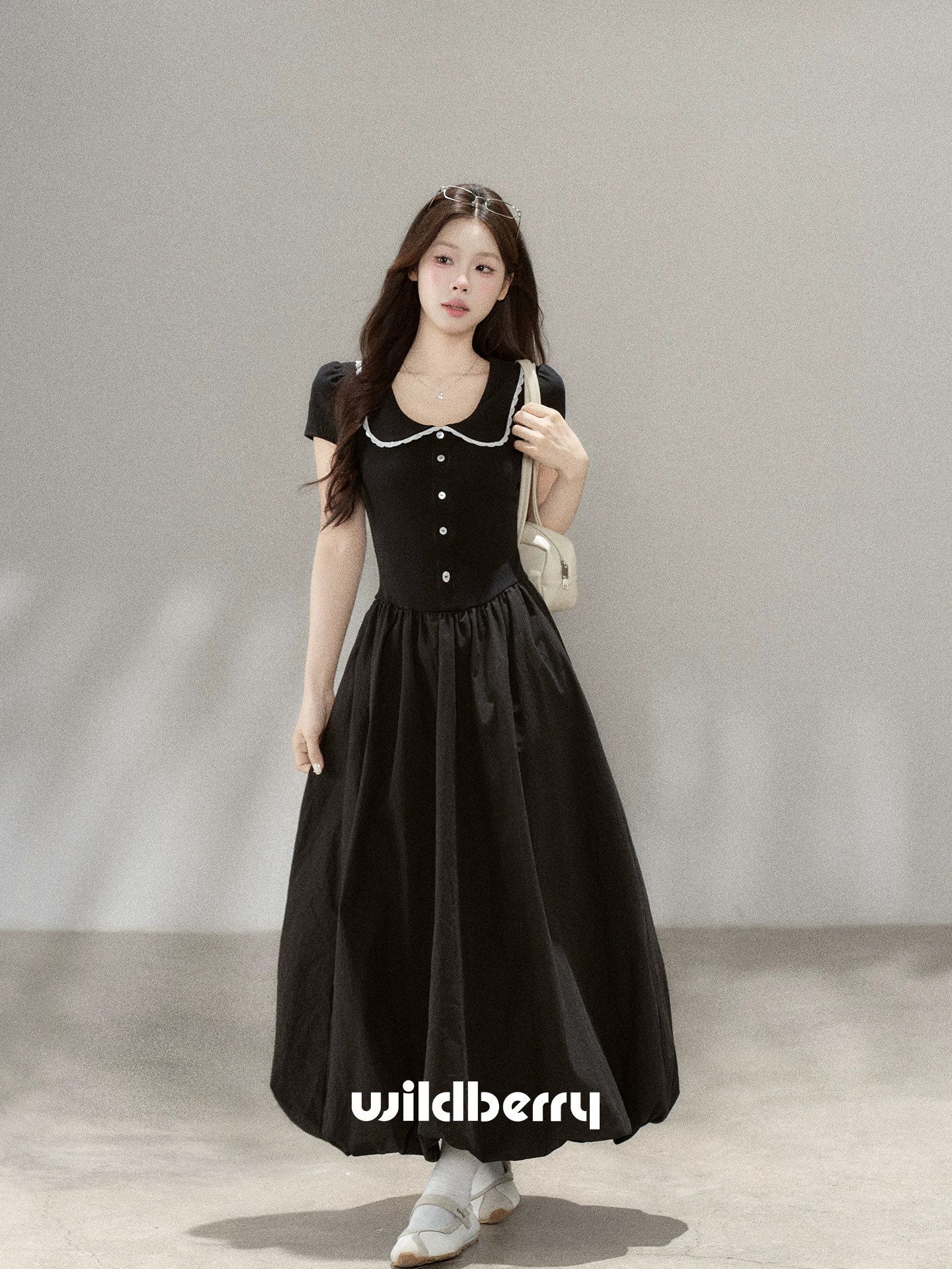 Wildberry ブラック スクール風ロングワンピース