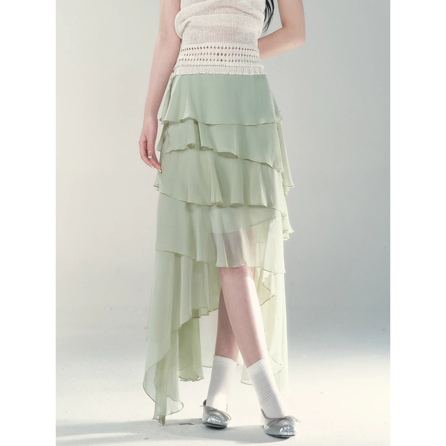 Wildberry ブラック アシンメトリーAラインスカート