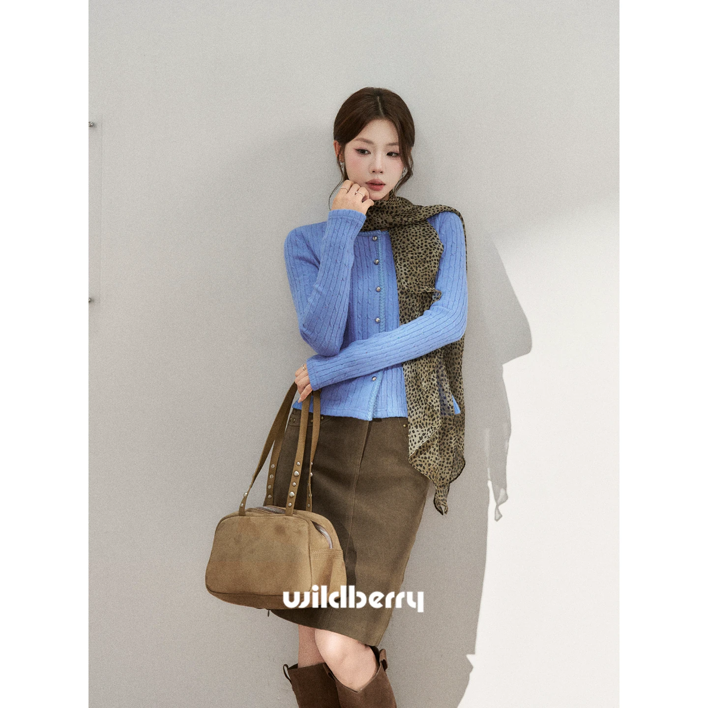 Wildberry リブ編み フィットニットカーディガン