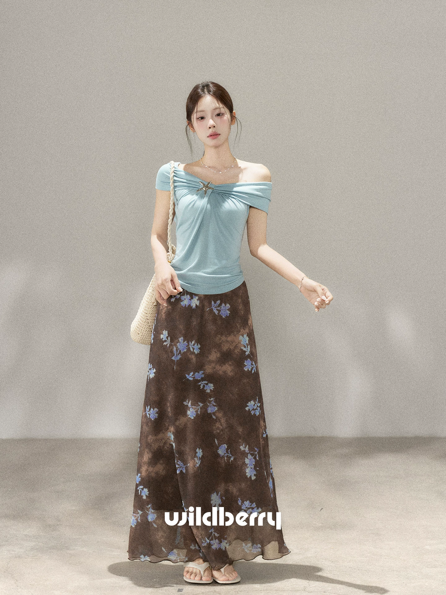 Wildberry 小花柄 Aラインロングスカート