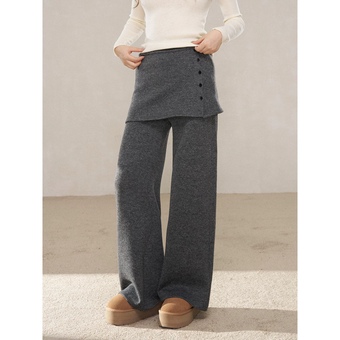 Wildberry グレー レトロワイドパンツ