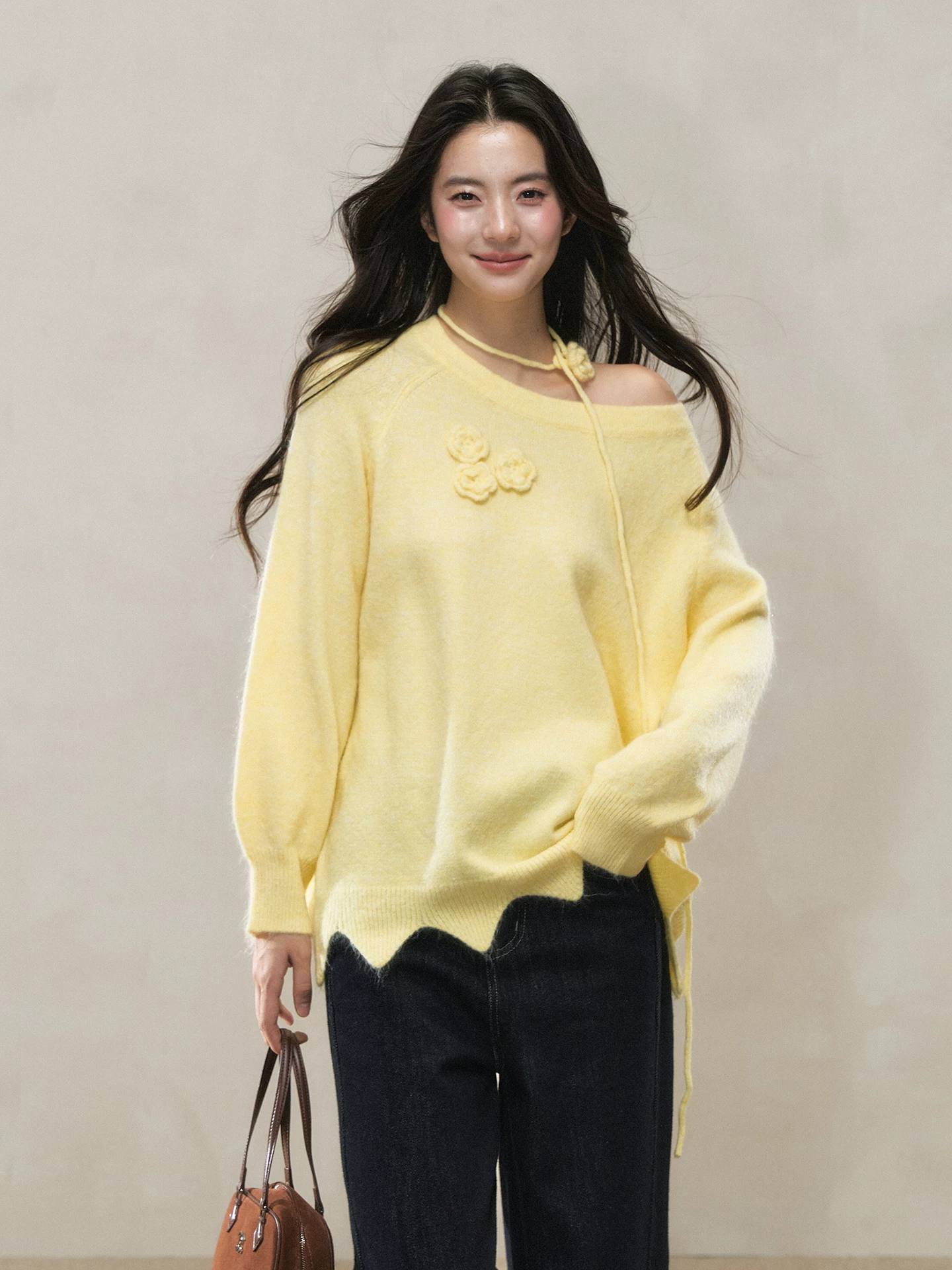 Wildberry アシンメトリー ワンショルダーニット