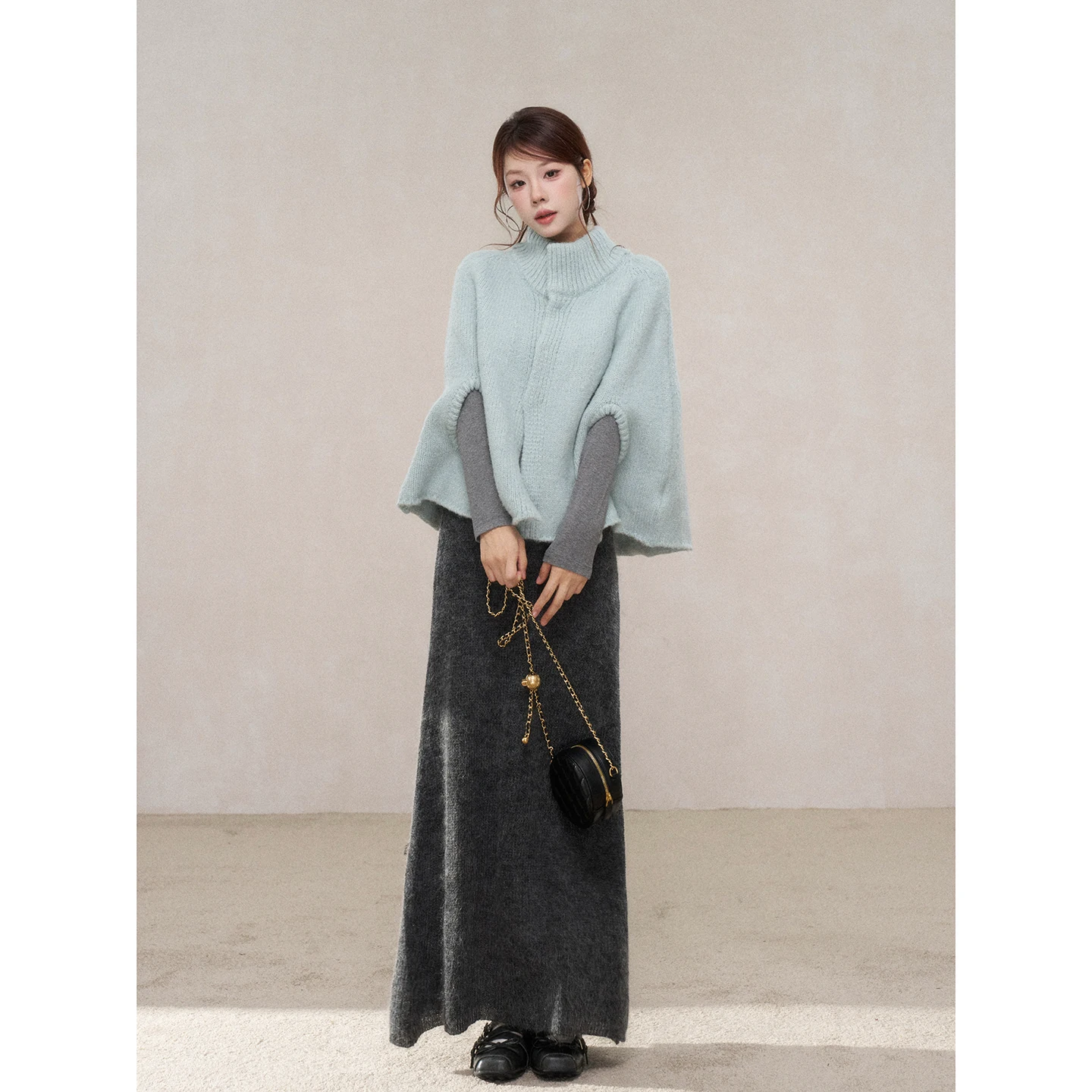 Wildberry グレー ニットロングスカート