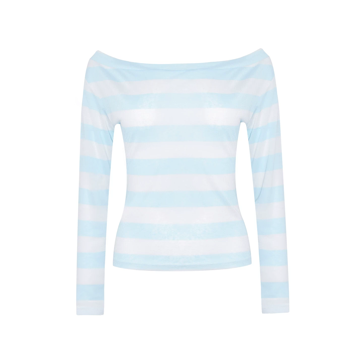 Wildberry オフショルダー ストライプ長袖Tシャツ