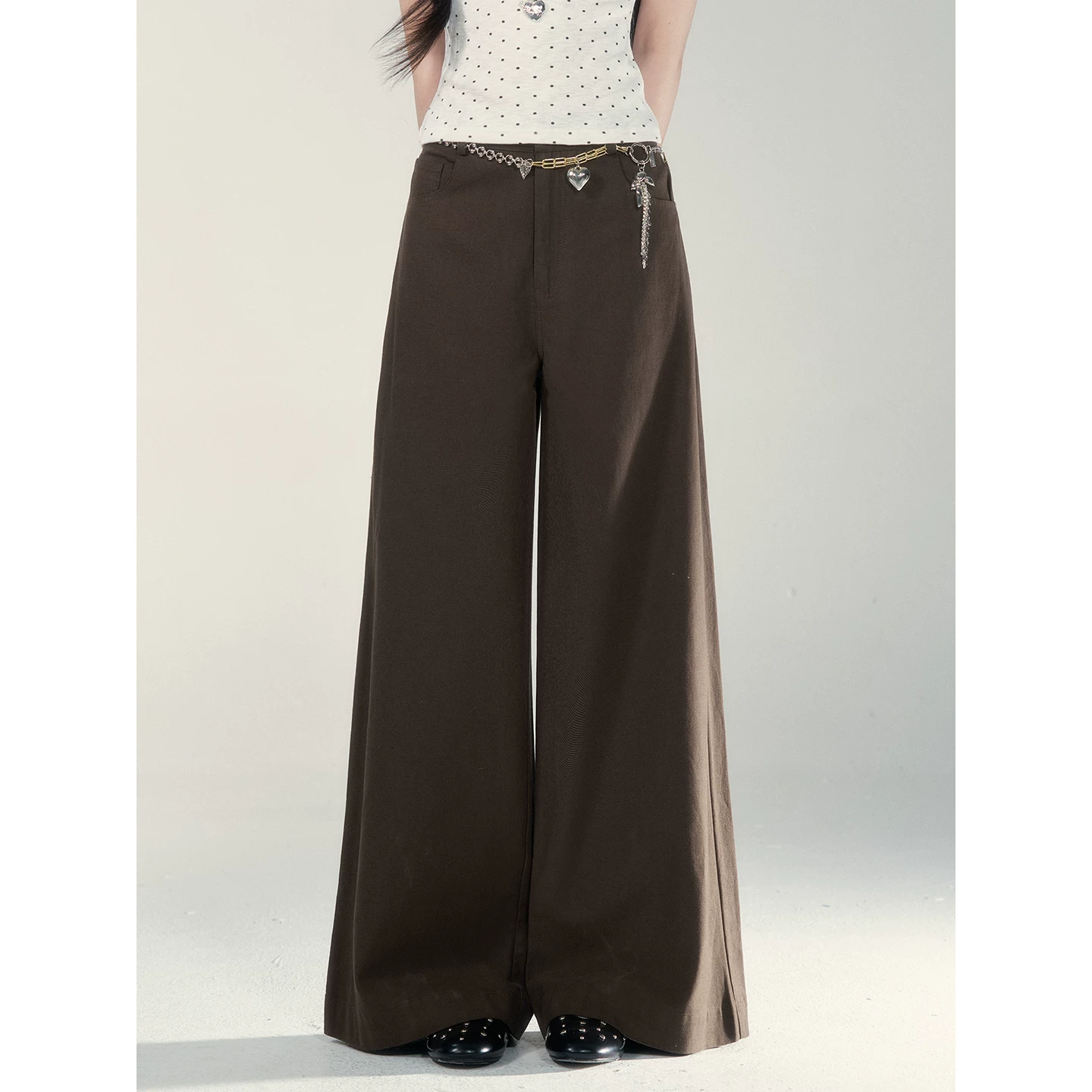 Wildberry ハイウエスト ストレートワイドパンツ