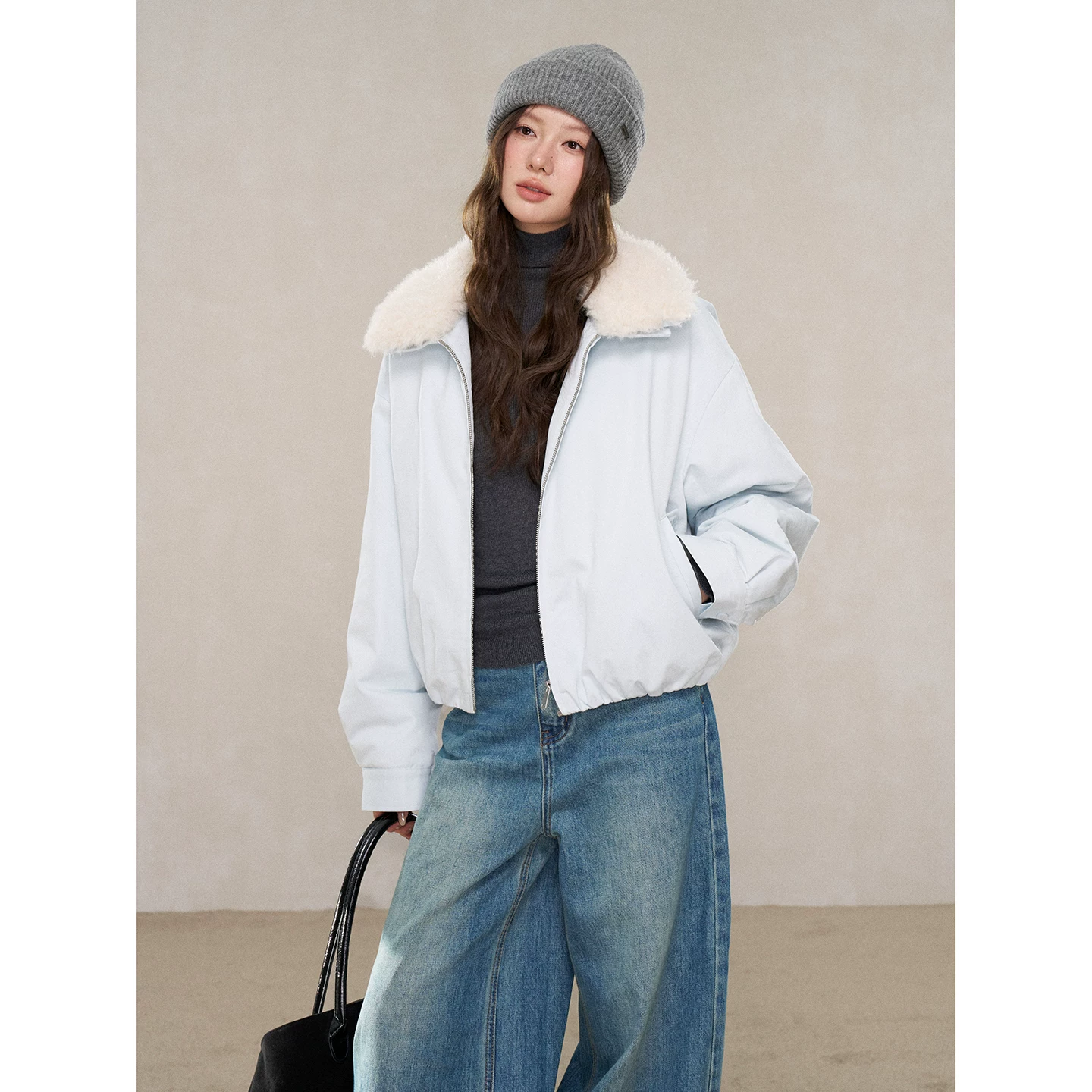 Wildberry ファー調切り替え ダウンジャケット