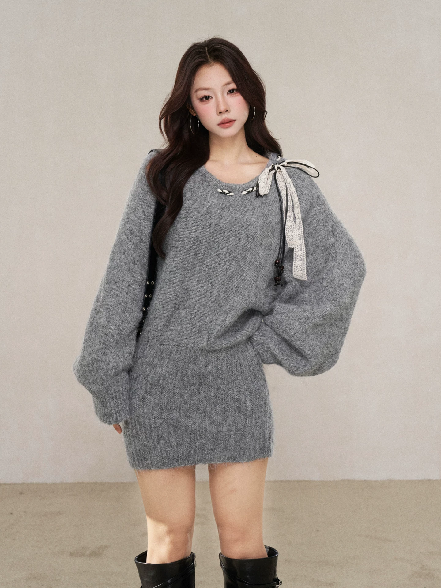 Wildberry グレー ニットロングワンピース