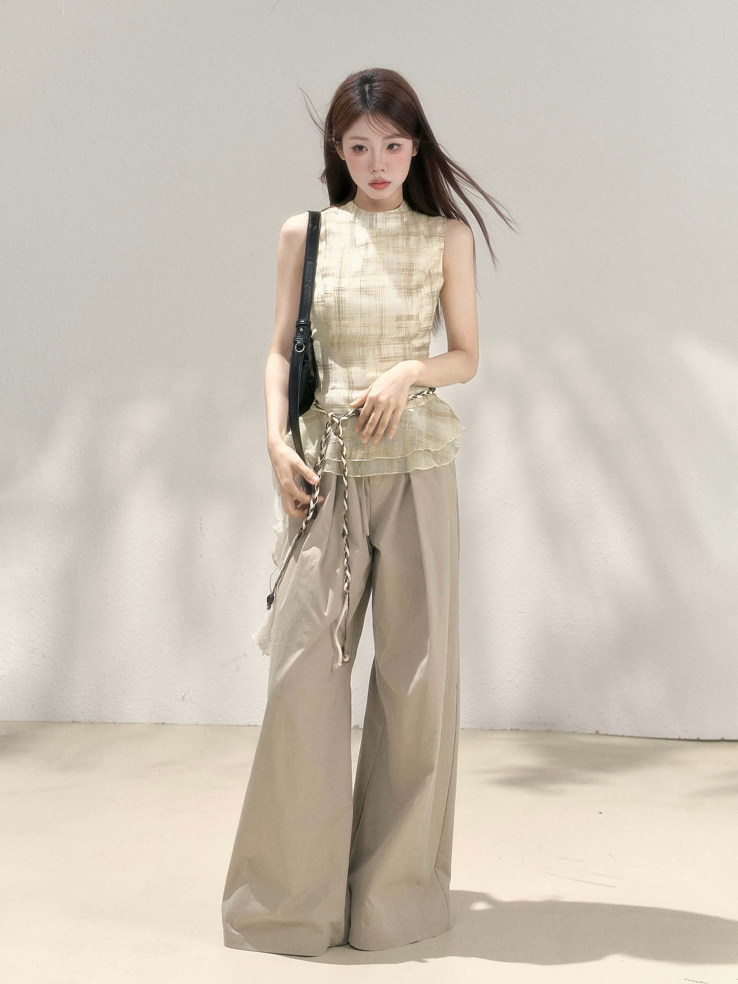 Wildberry リボン付き ワイドストレートパンツ
