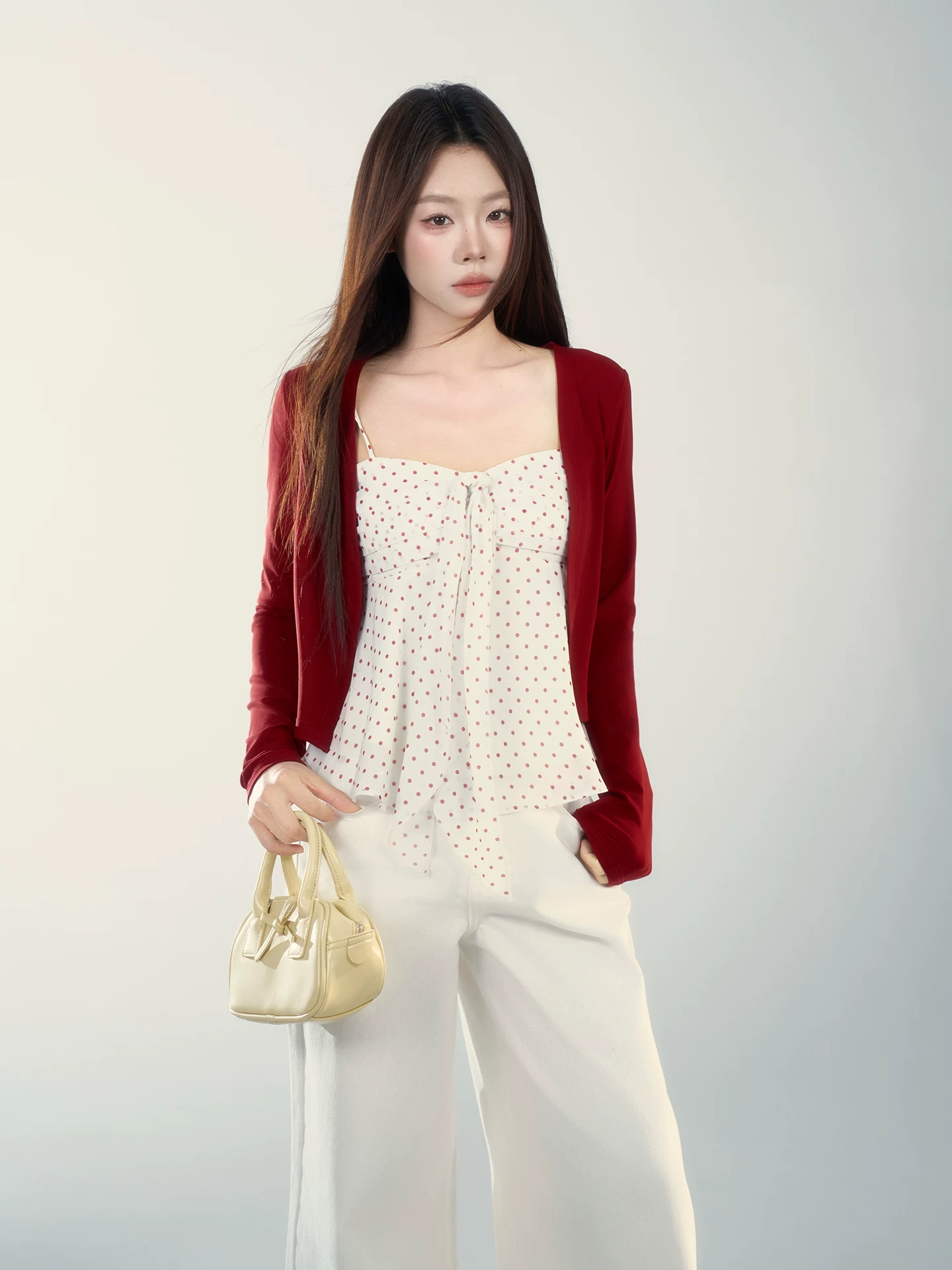 Wildberry レッド ニットカーディガン