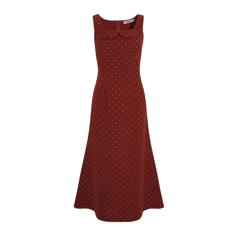 Wildberry レッドドット ジャンパーロングワンピース