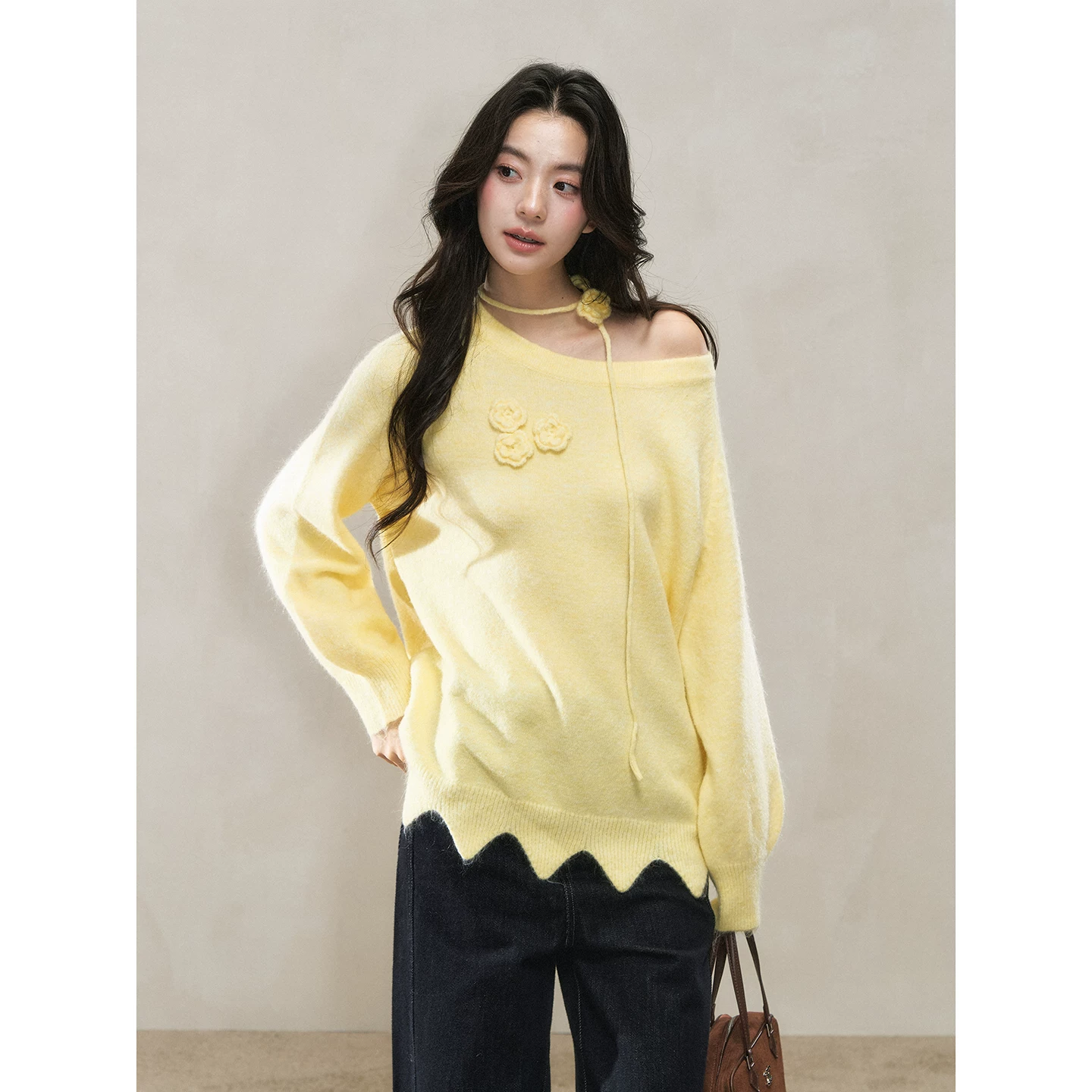 Wildberry アシンメトリー ワンショルダーニット
