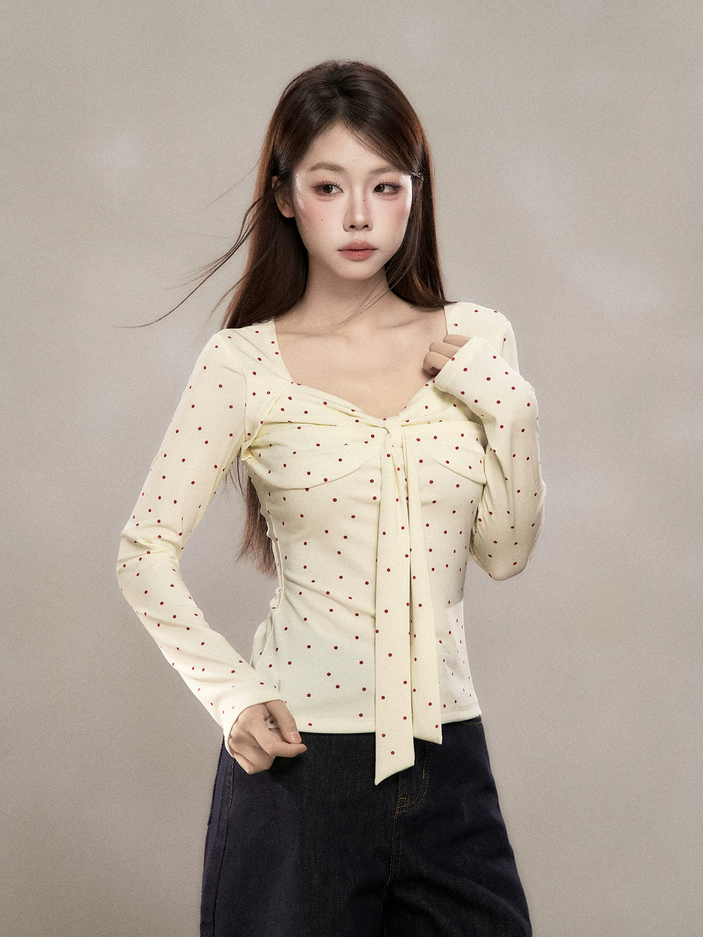 Wildberry ドット柄 長袖Tシャツ