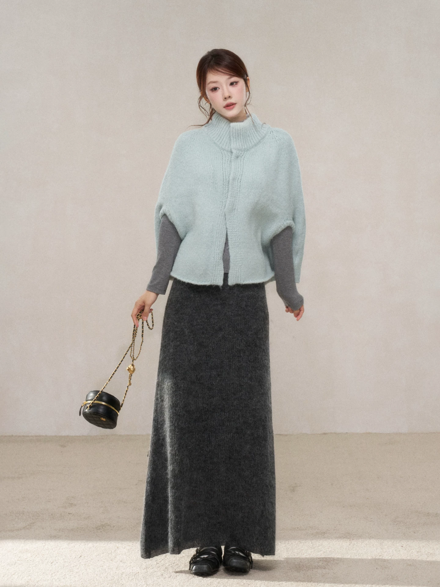 Wildberry グレー ニットロングスカート