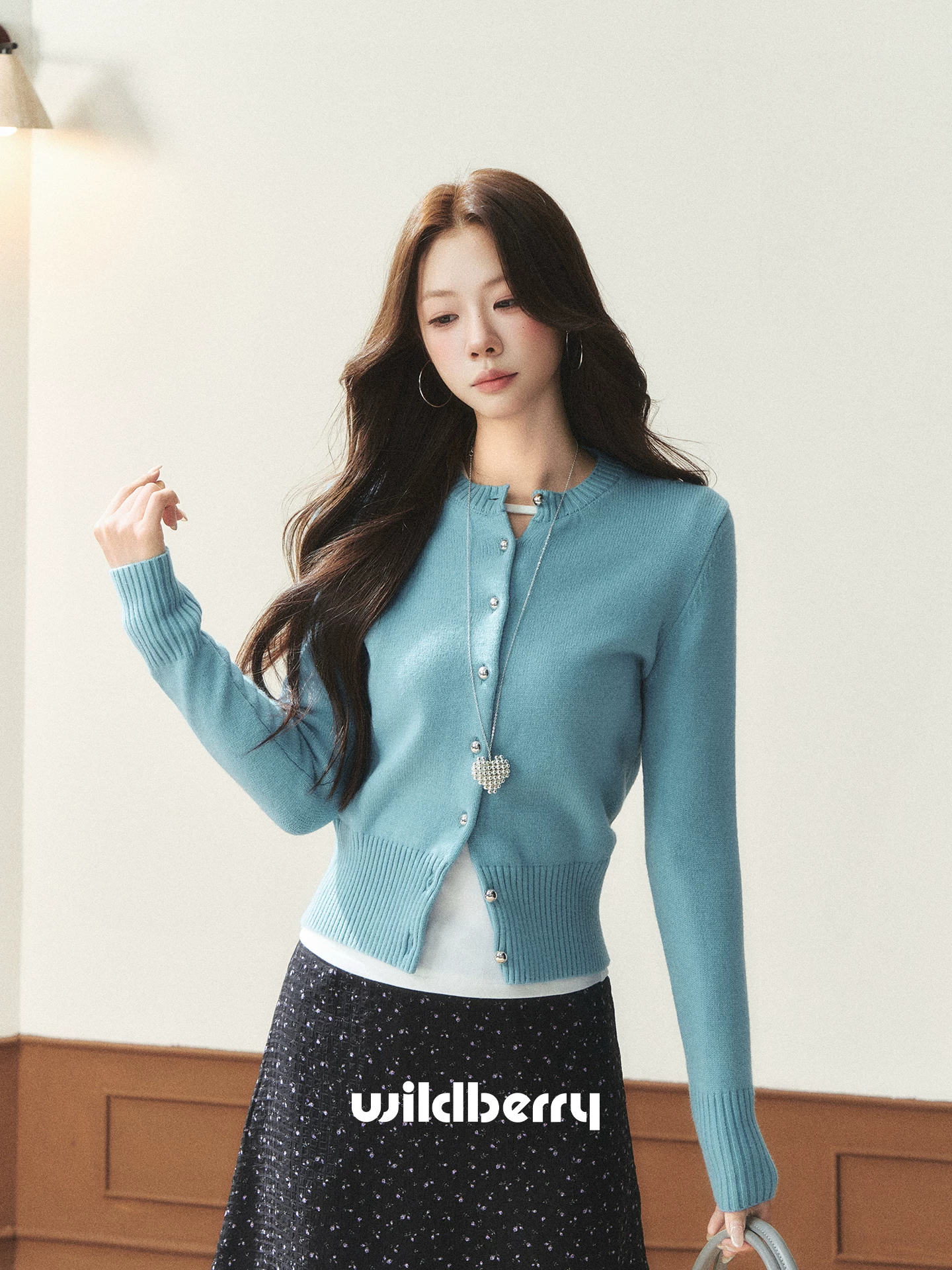 Wildberry ブルー ニットカーディガン