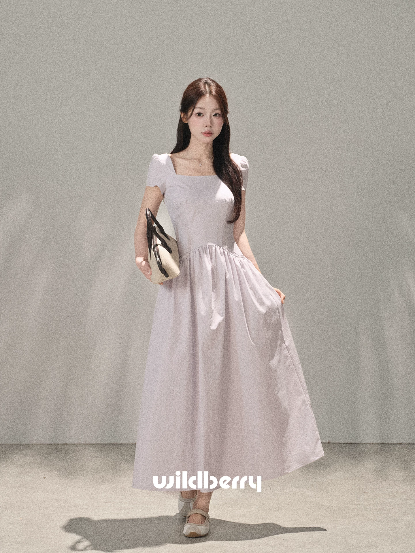 Wildberry スクエアネック 半袖ロングワンピース