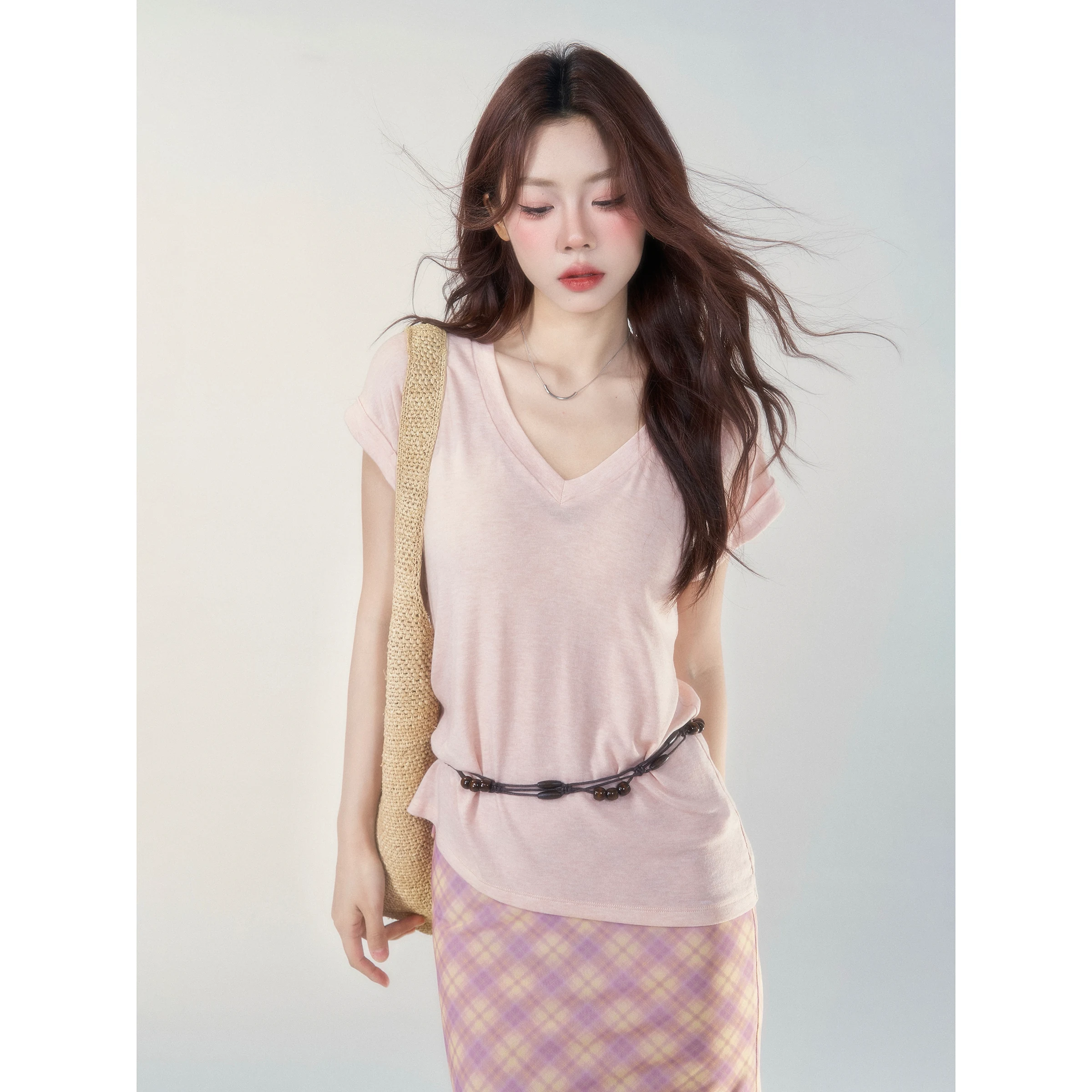 Wildberry Vネック 半袖Tシャツ