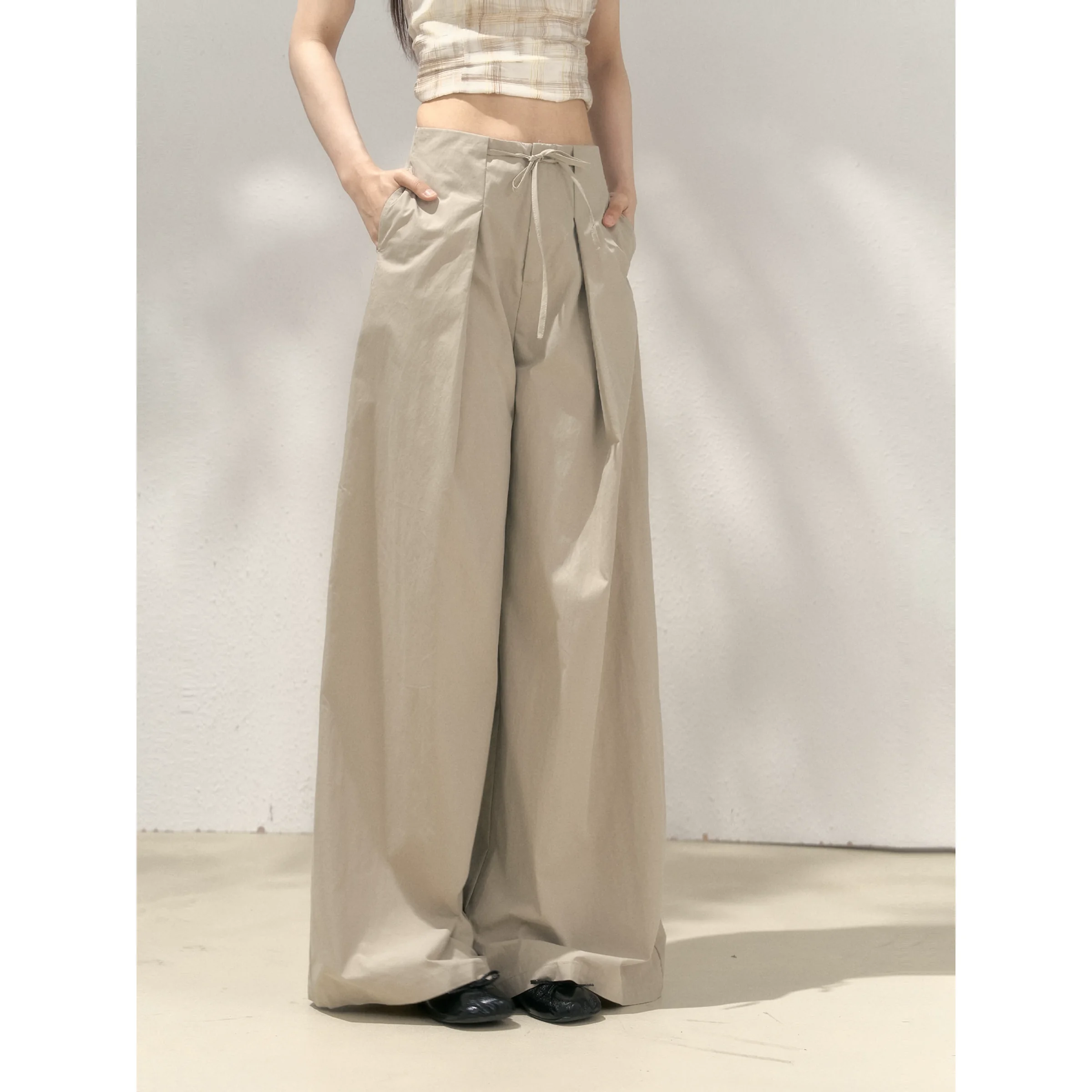 Wildberry リボン付き ワイドストレートパンツ